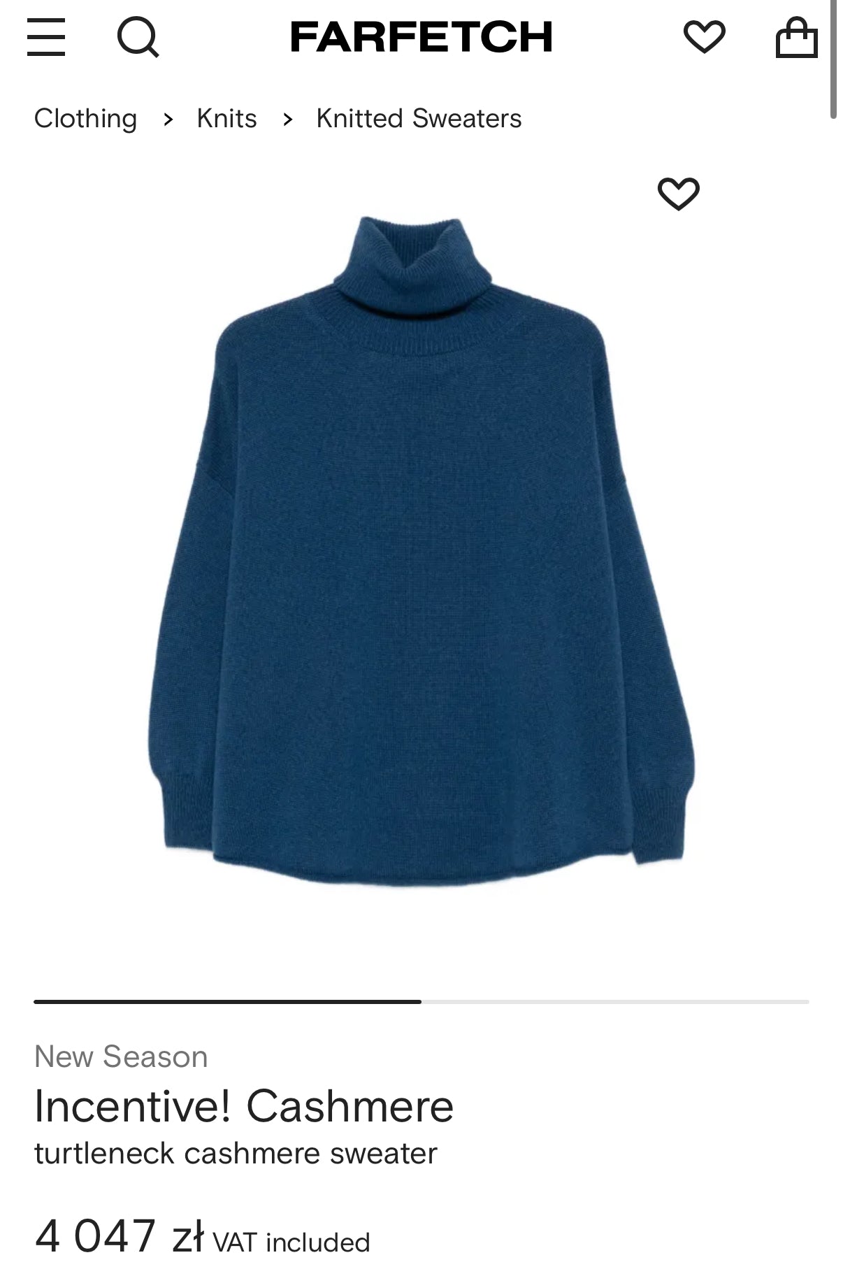 Czerwony kaszmirowy sweter z golfem Incentive! Cashmere - L