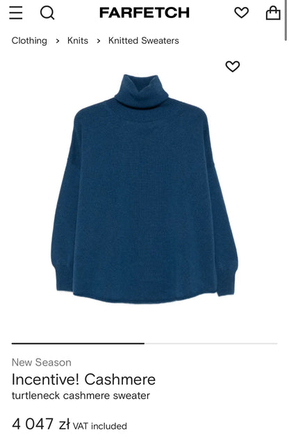 Czerwony kaszmirowy sweter z golfem Incentive! Cashmere - L
