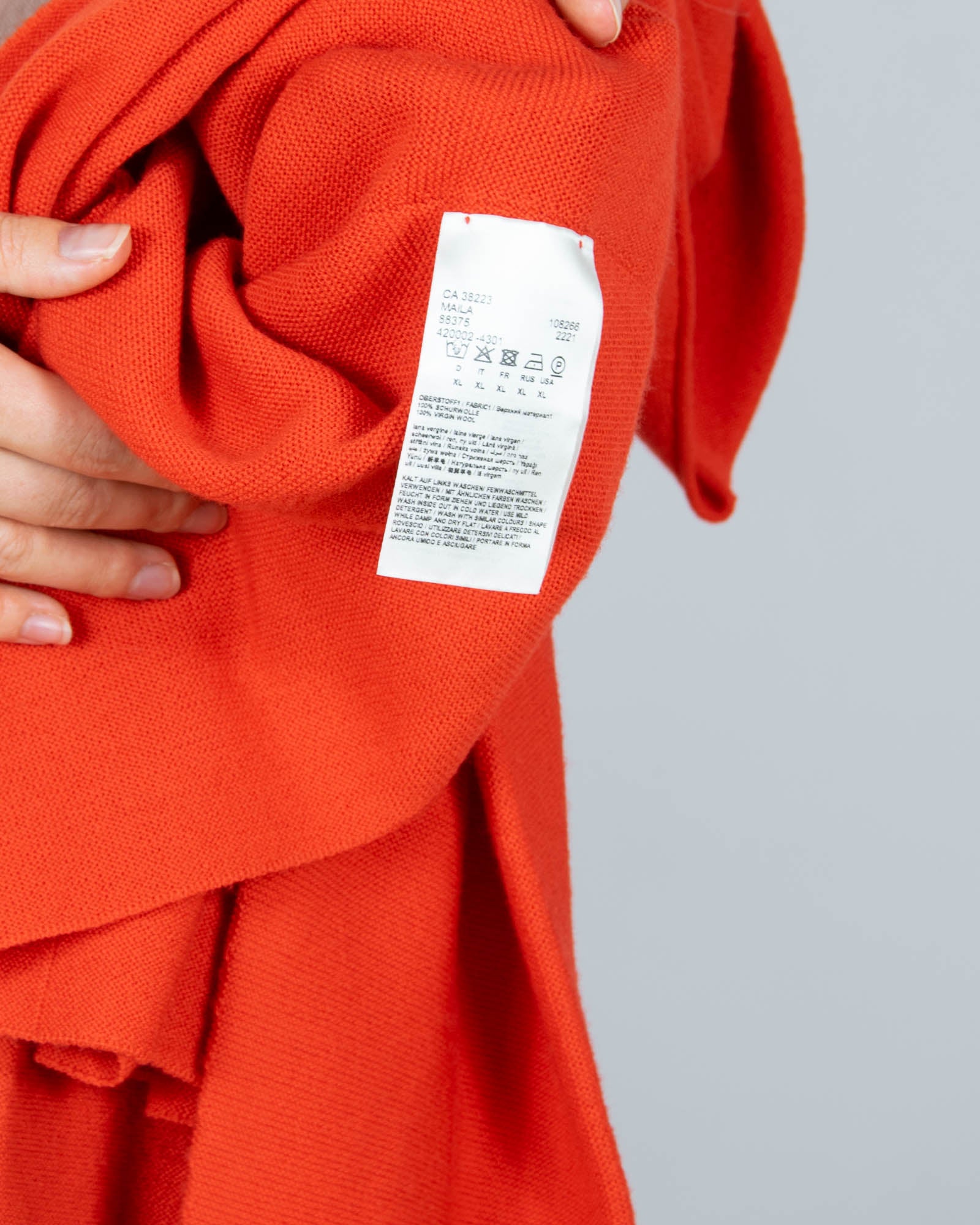 Czerwony wełniany (merino) sweter DRYKORN - XL