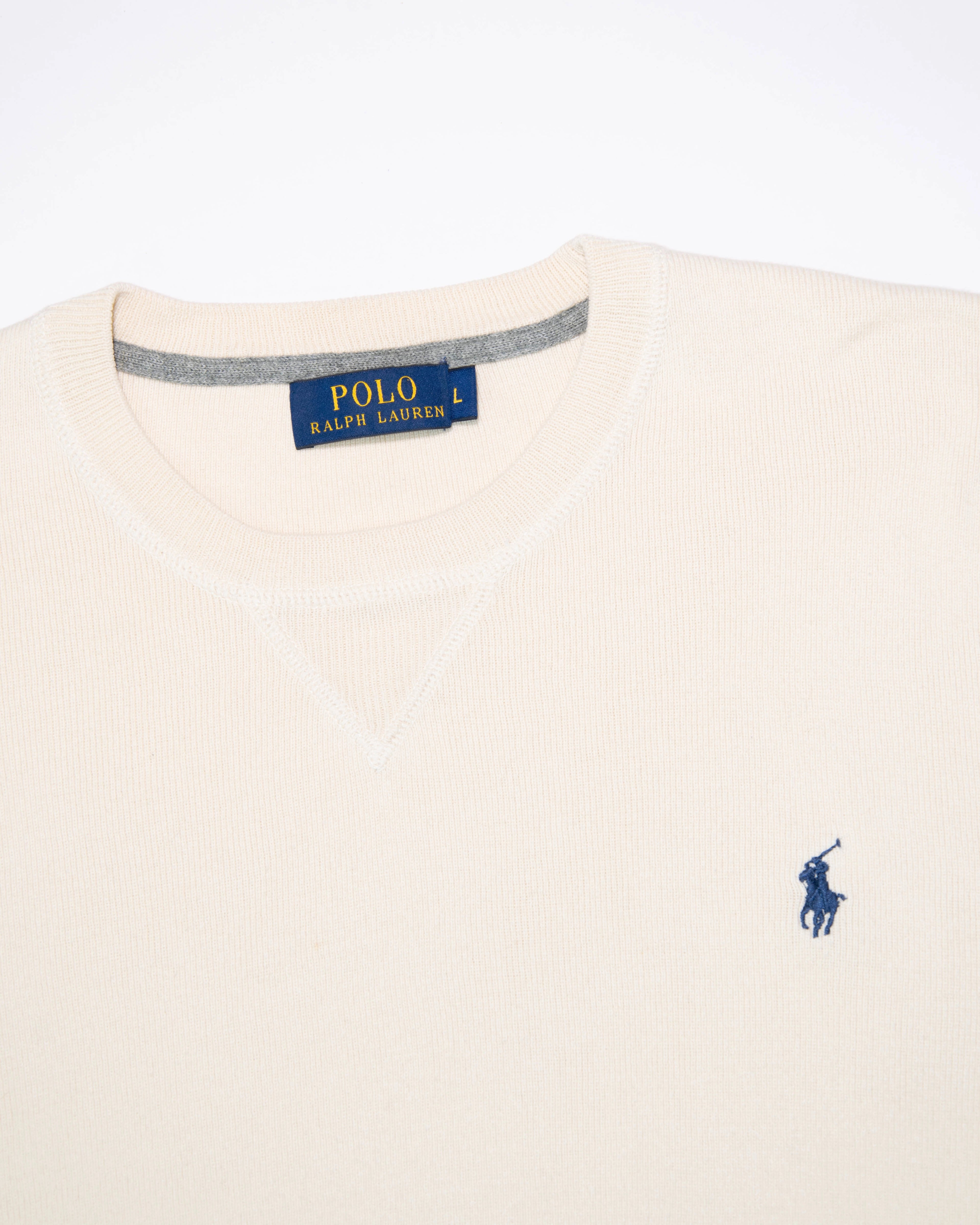Kremowy bawełniany sweter Ralph Lauren - L
