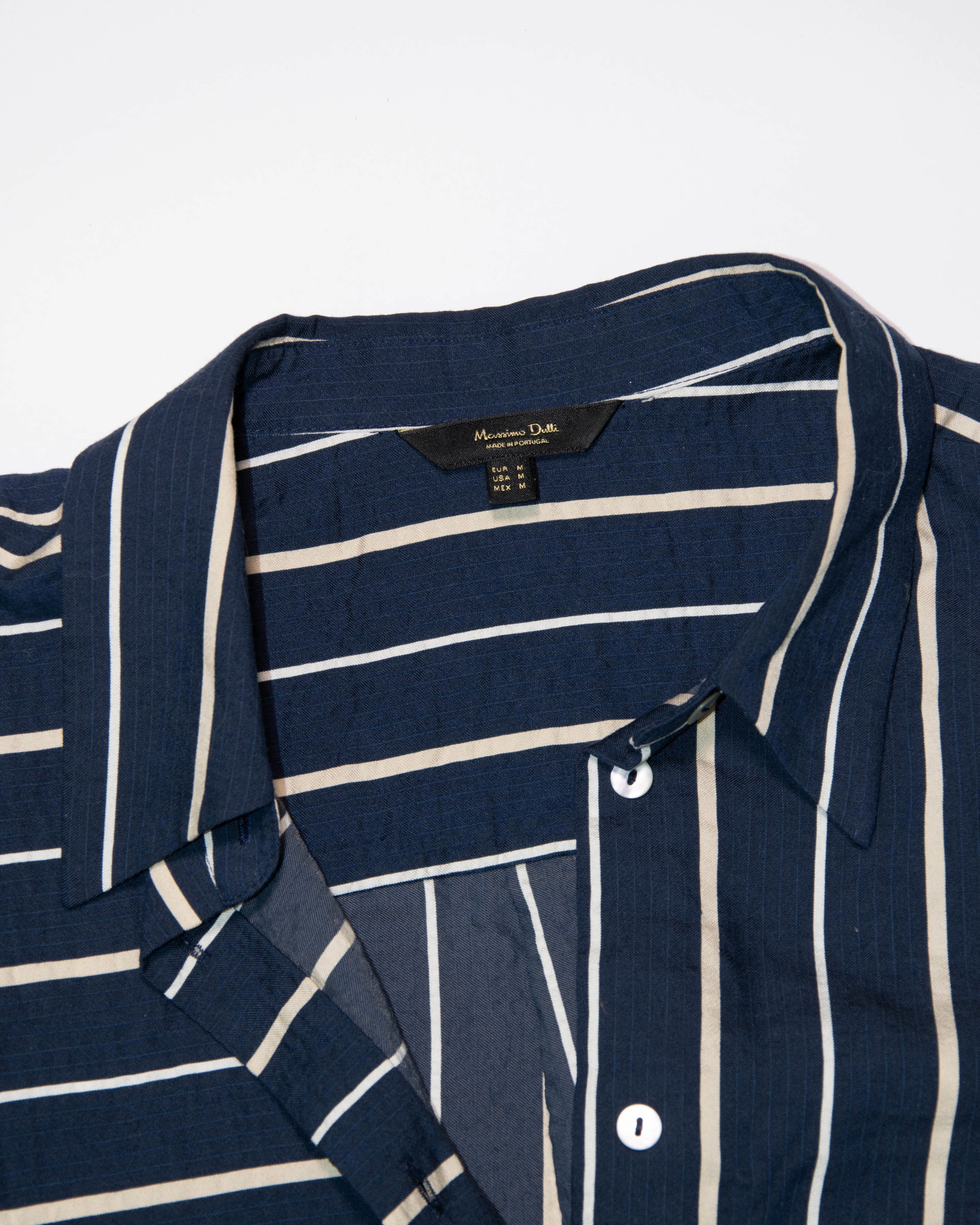 Granatowa koszula (lyocell) w paski Massimo Dutti - M