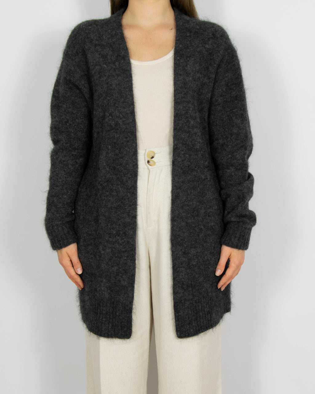 Ciemnoszary wełniany (moher + wełna) kardigan Acne Studios