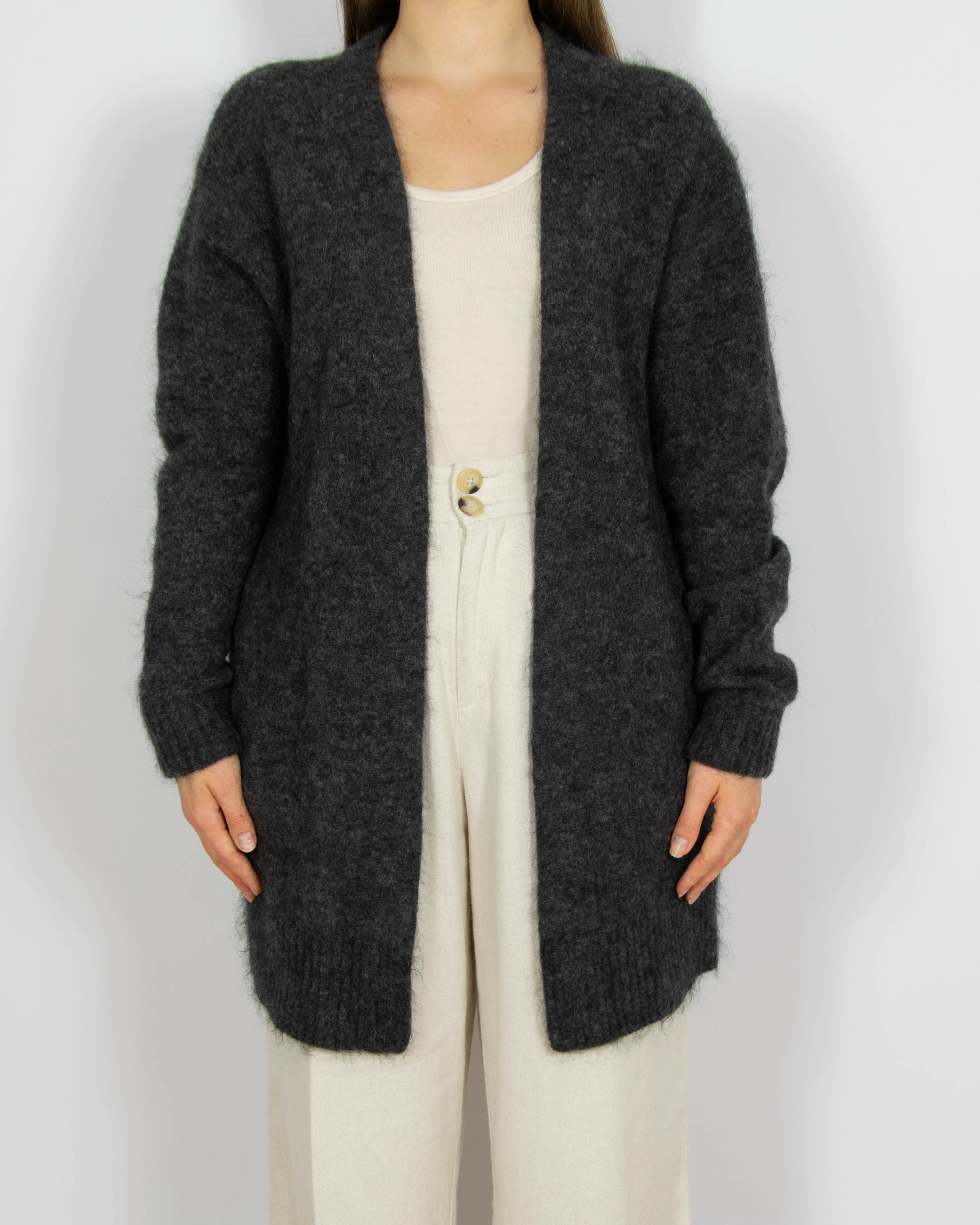 Ciemnoszary wełniany (moher + wełna) kardigan Acne Studios