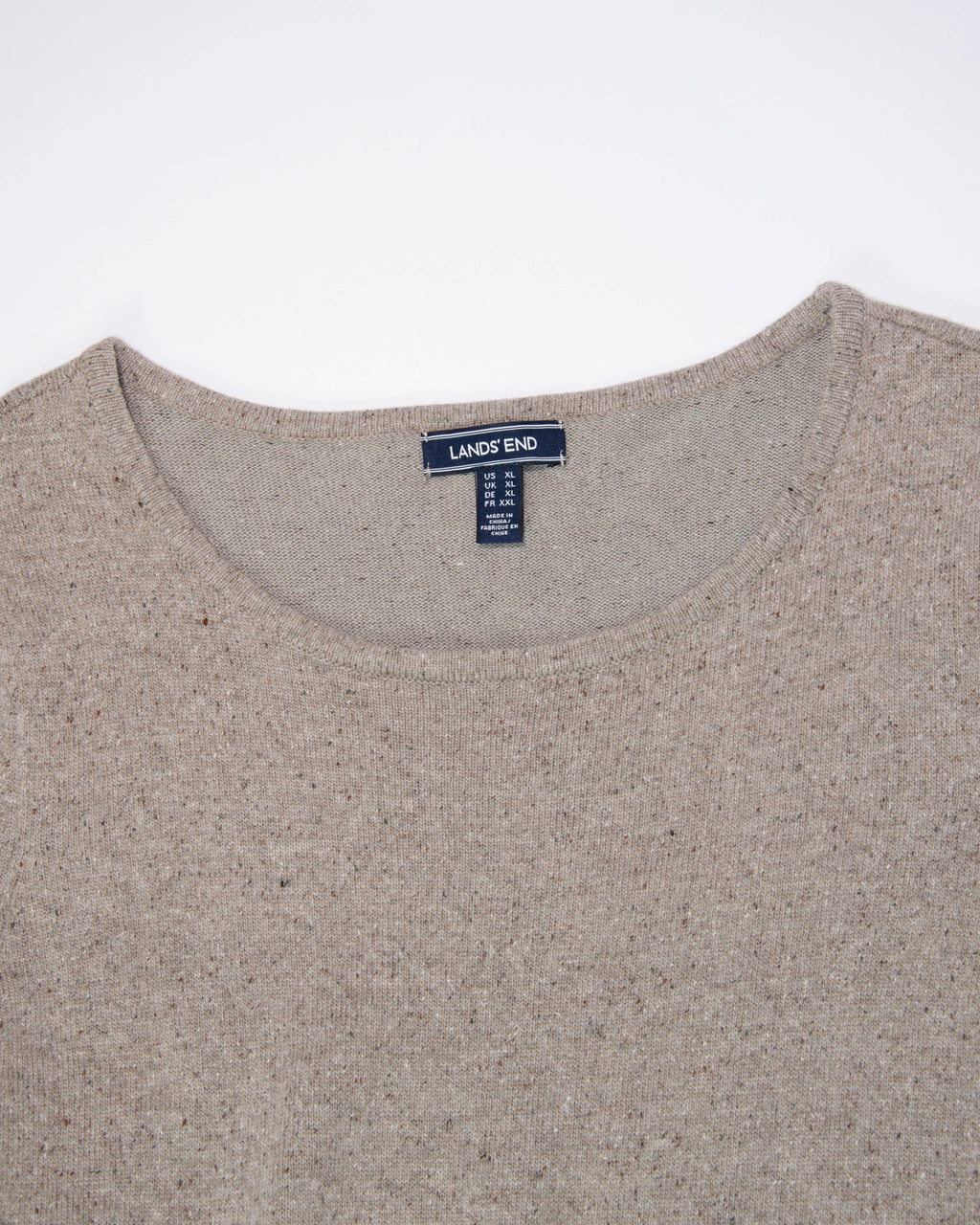 Szarobeżowa wełniano (merino) bawełniana sukienka z jedwabiem Lands End - L/XL