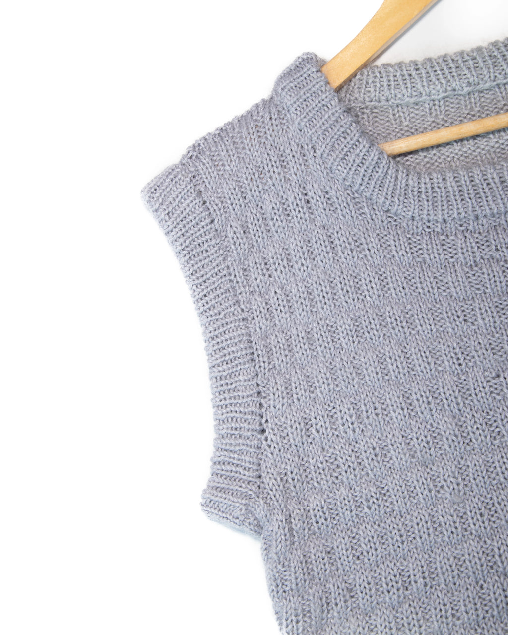Szaroniebieska wełniana kamizelka HANDMADE - M/L