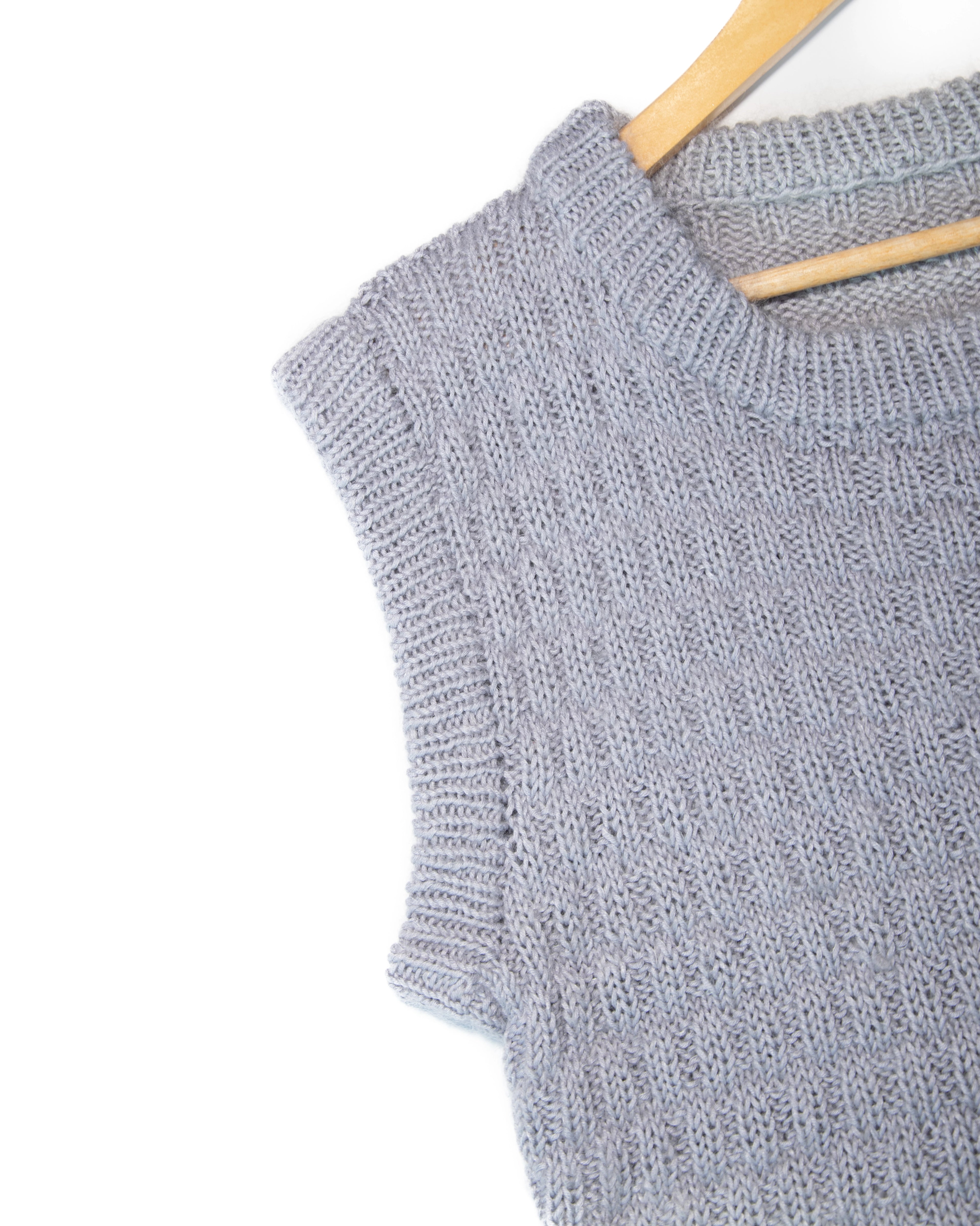Szaroniebieska wełniana kamizelka HANDMADE - M/L