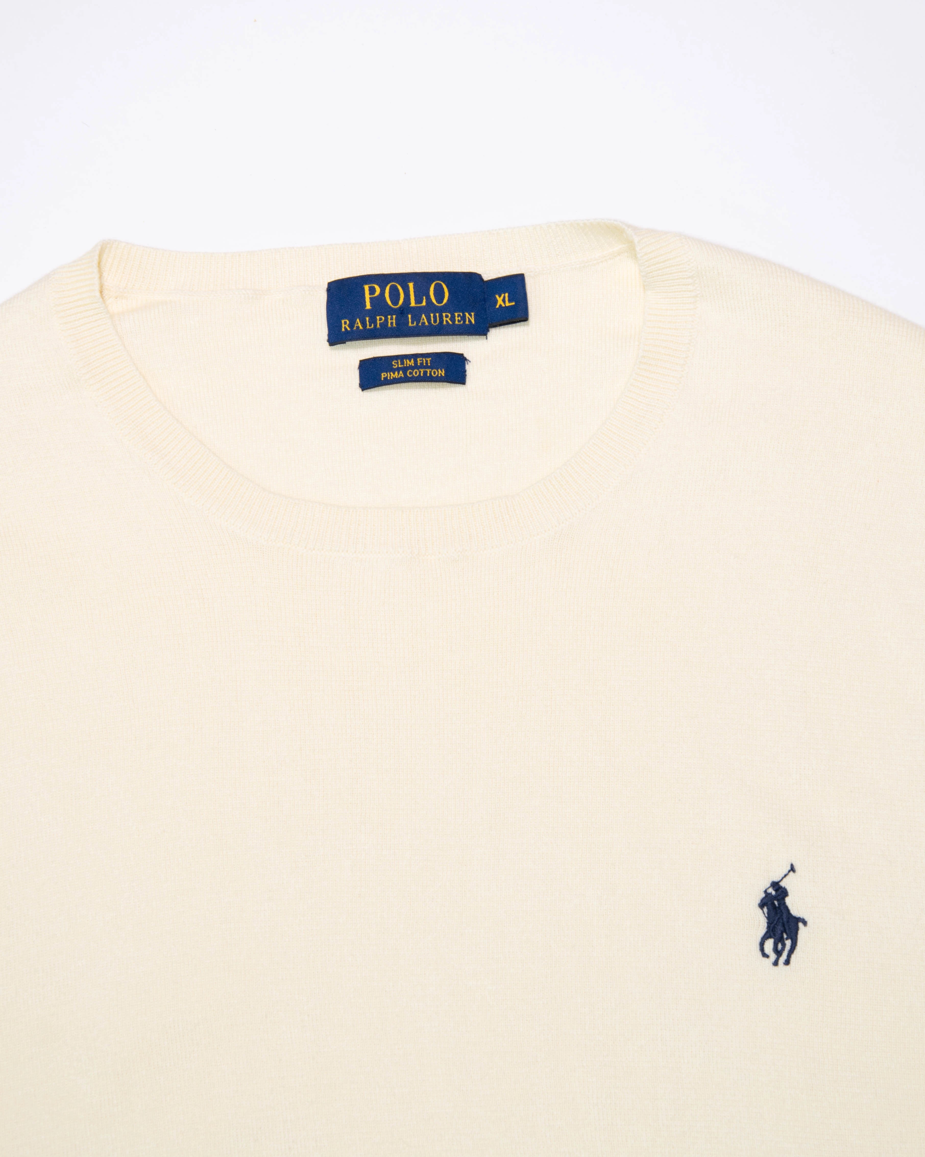 Kremowy bawełniany (pima) sweter Ralph Lauren - XL