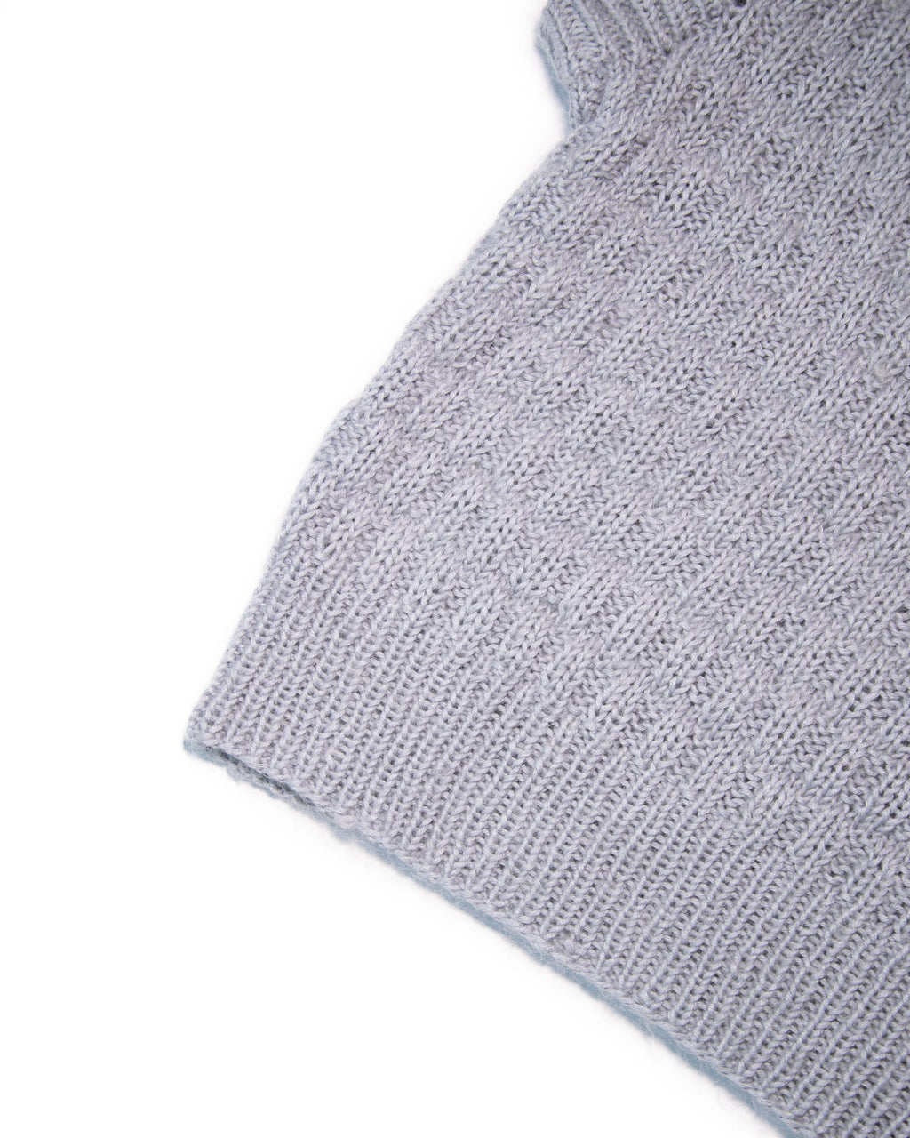Szaroniebieska wełniana kamizelka HANDMADE - M/L