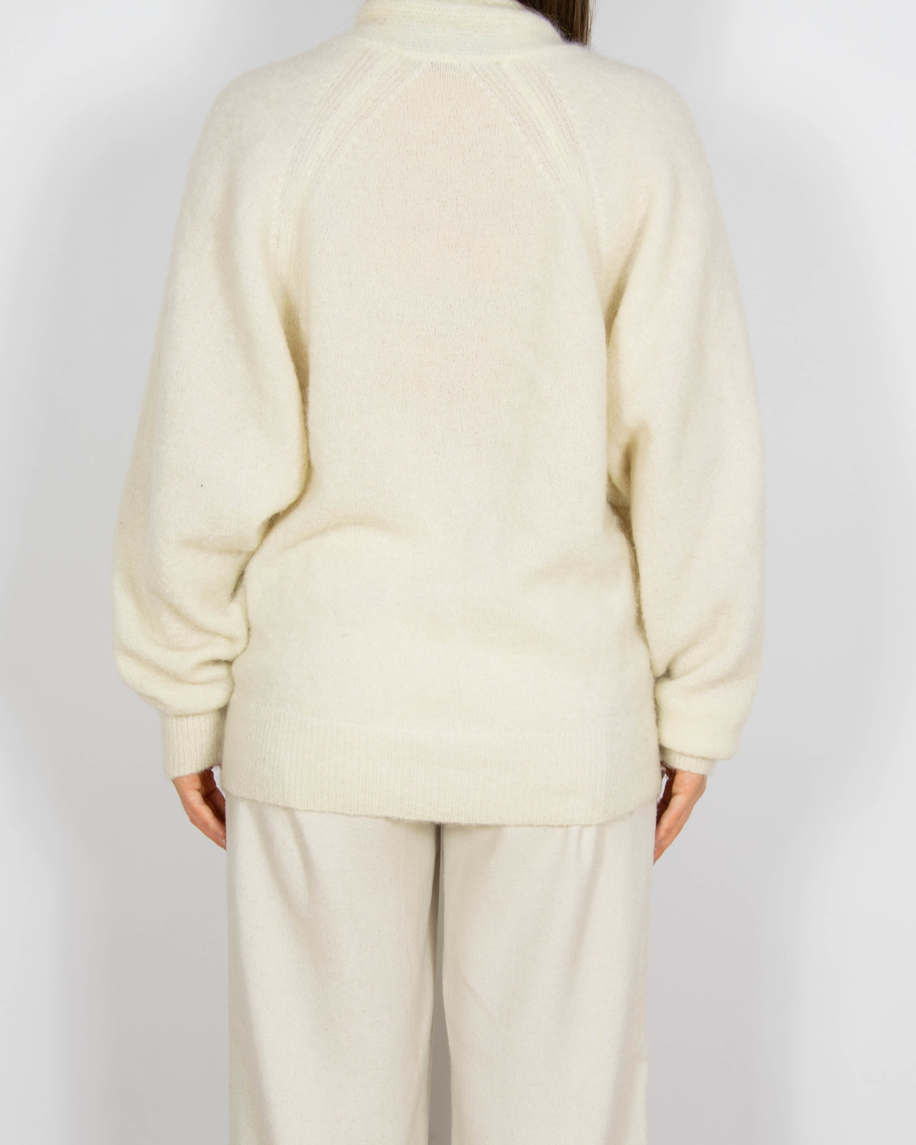 Śmietankowy wełniany sweter (wełna + moher) Designers Remix - S/M