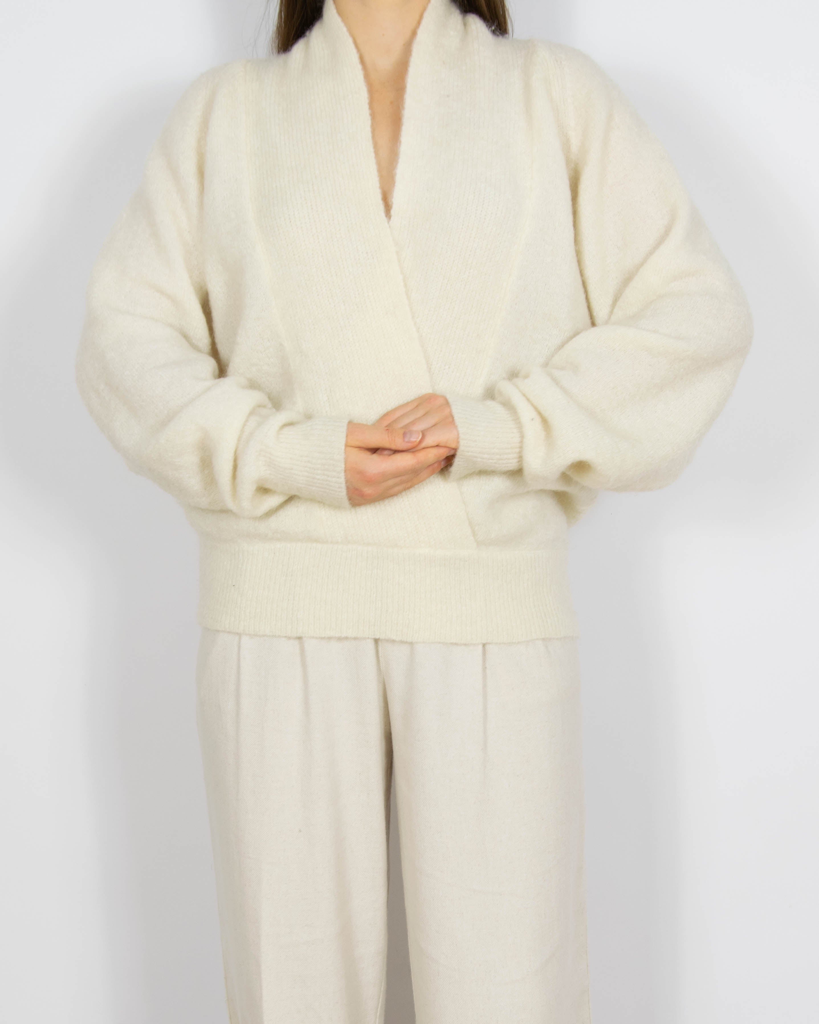 Śmietankowy wełniany sweter (wełna + moher) Designers Remix