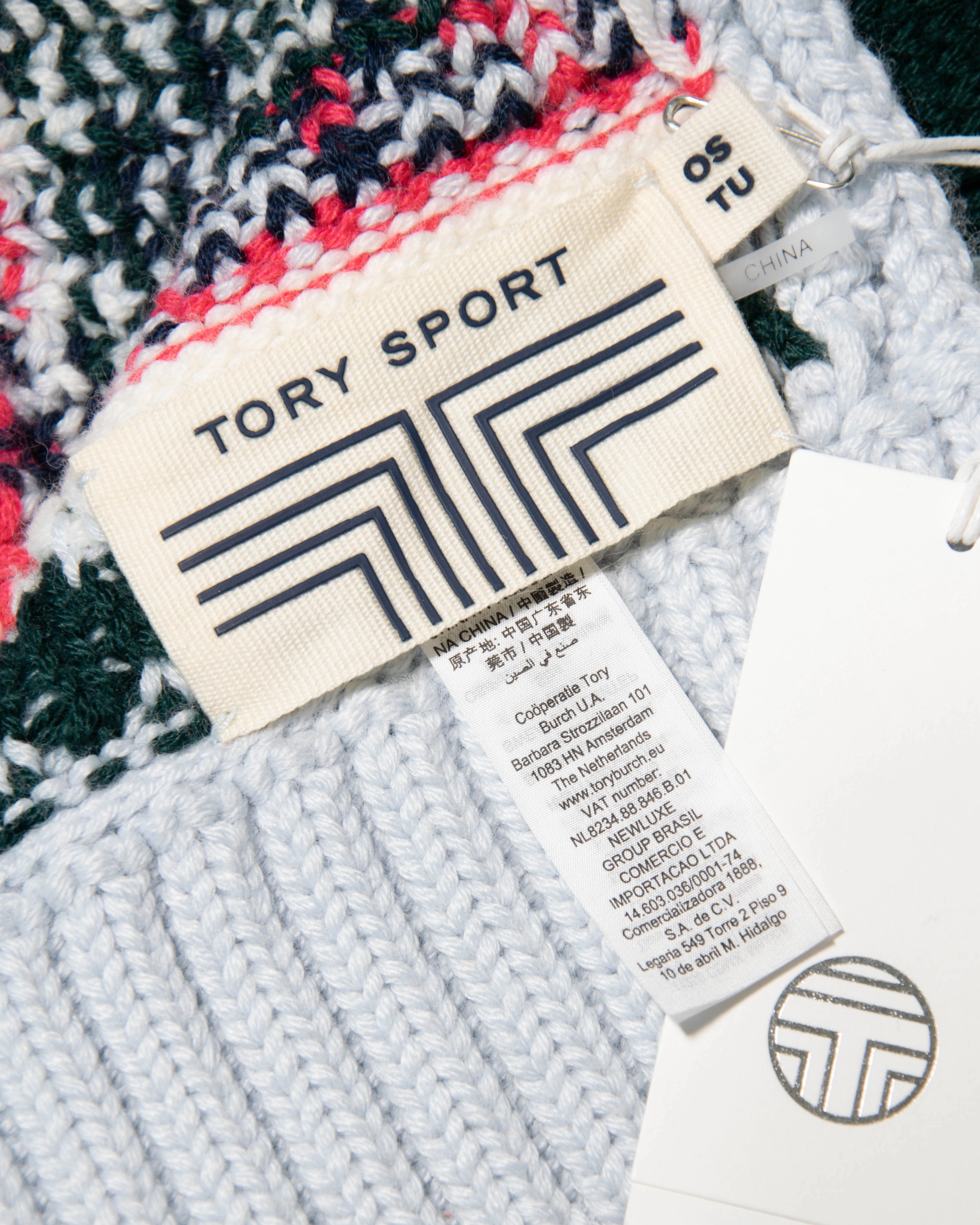 Jasnoniebieski wełniany (merino) duży szal TORY BURCH