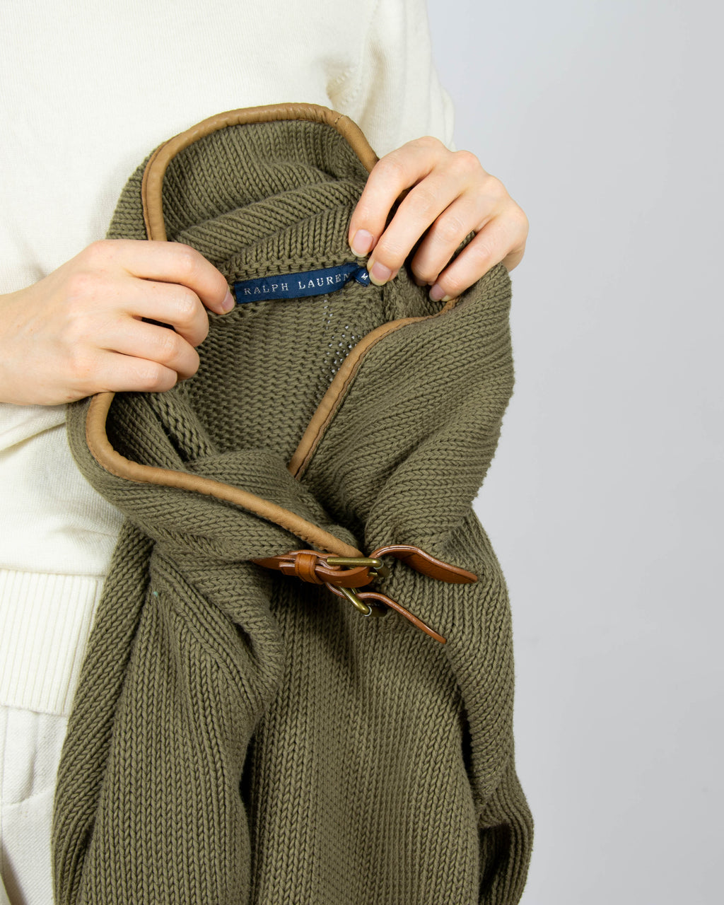 Zielony khaki bawełniany sweter Ralph Lauren - M