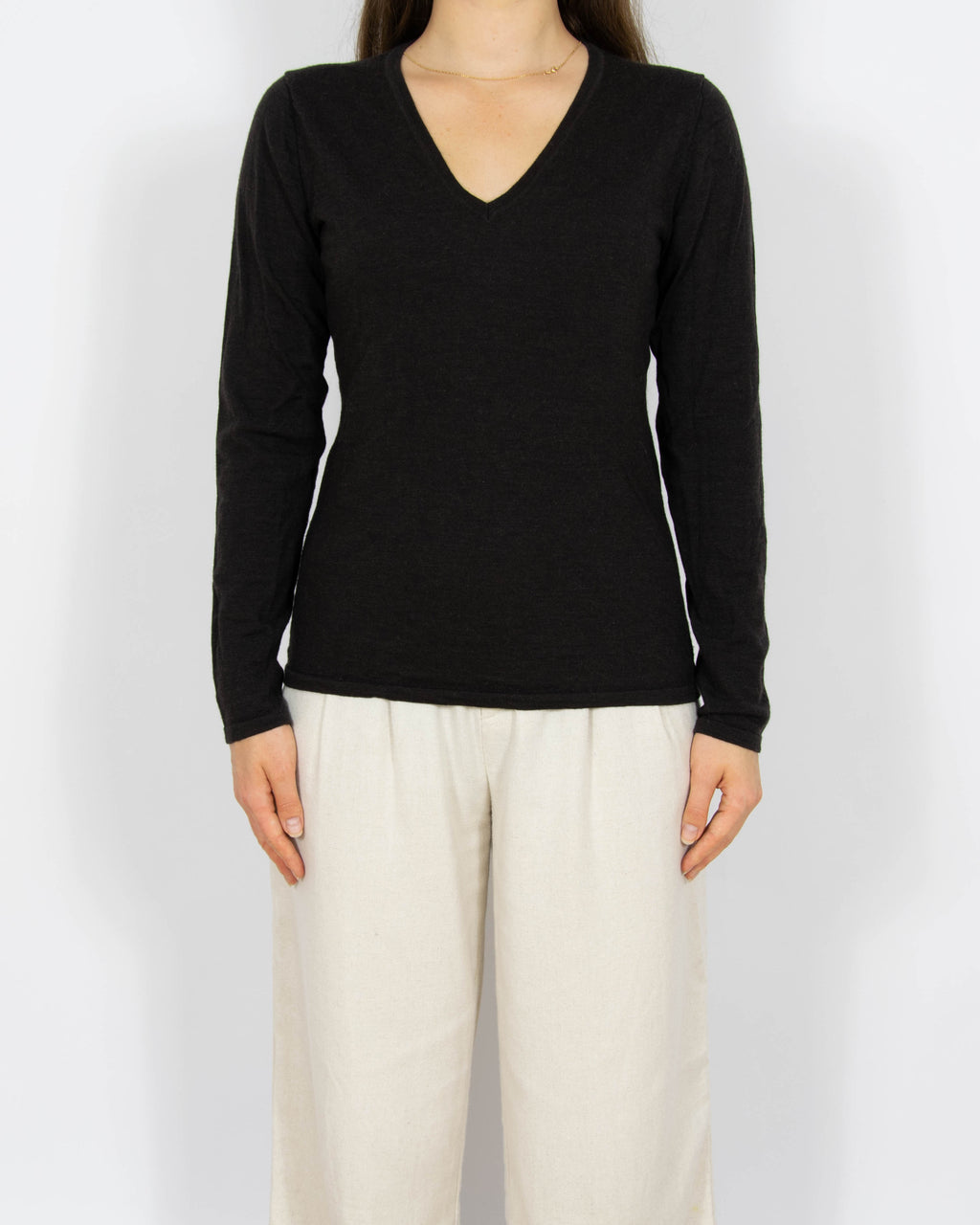 Ciemnobrązowy wełniany (merino) sweter S.MARLON