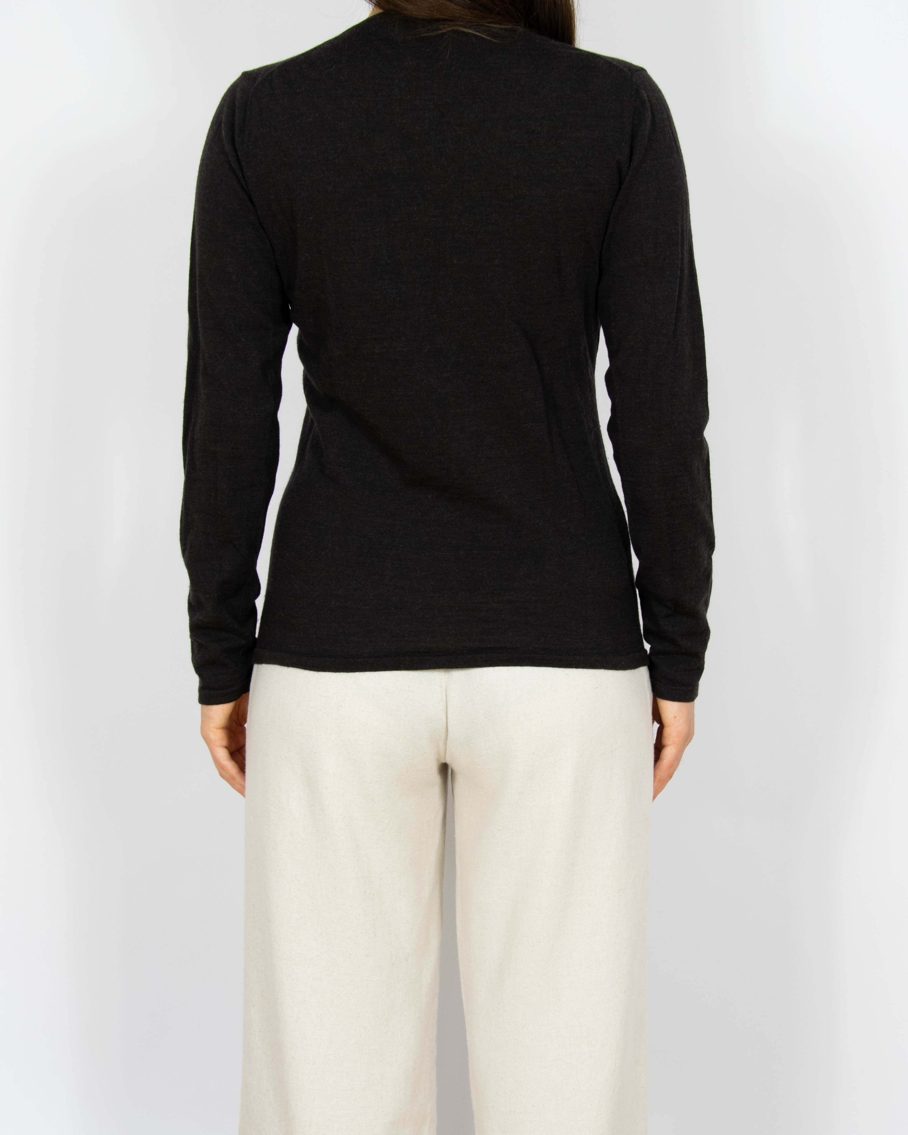 Ciemnobrązowy wełniany (merino) sweter S.MARLON - M