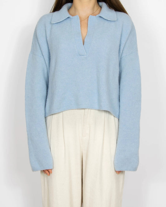 Błękitny wełniany (alpaka + merino) sweter CUSTOMMADE - S/M