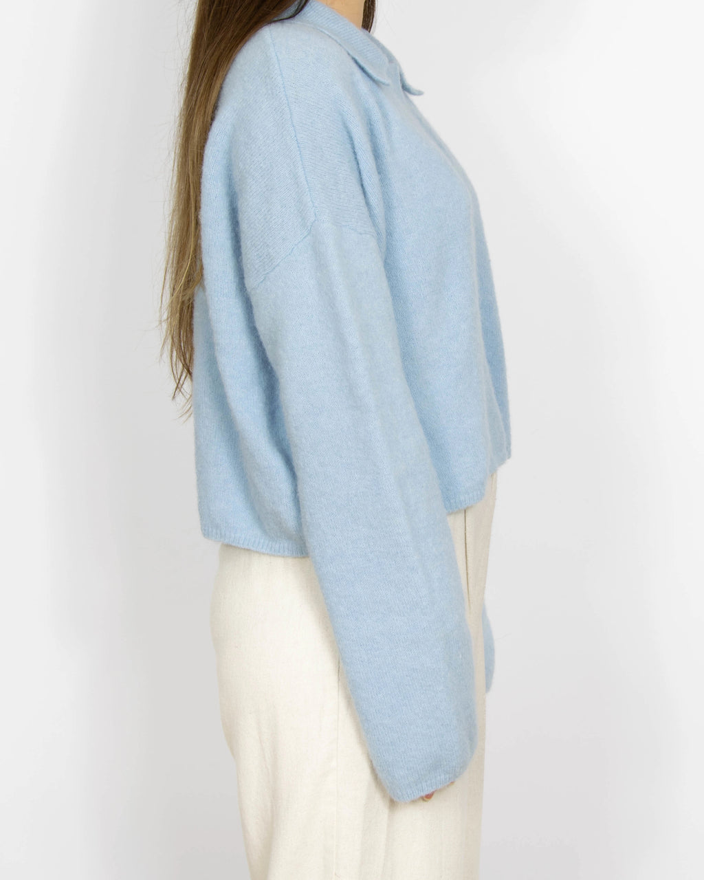 Błękitny wełniany (alpaka + merino) sweter CUSTOMMADE - S/M