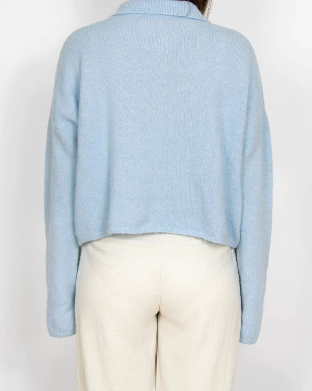 Błękitny wełniany (alpaka + merino) sweter CUSTOMMADE - S/M