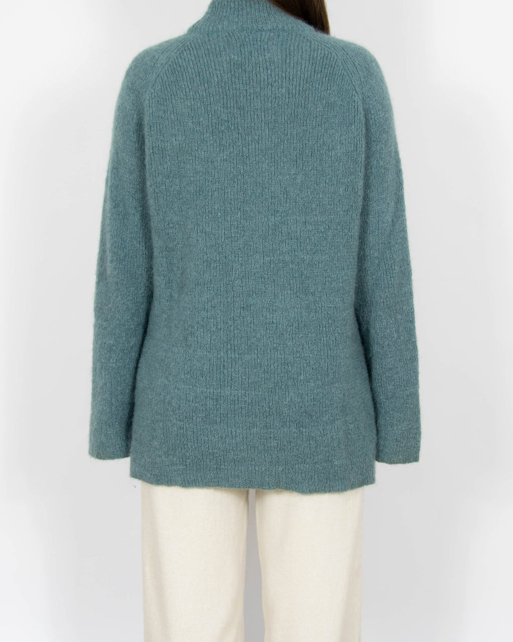 Morski wełniany (Kid Moher + merino) sweter IBEN OSLO - L