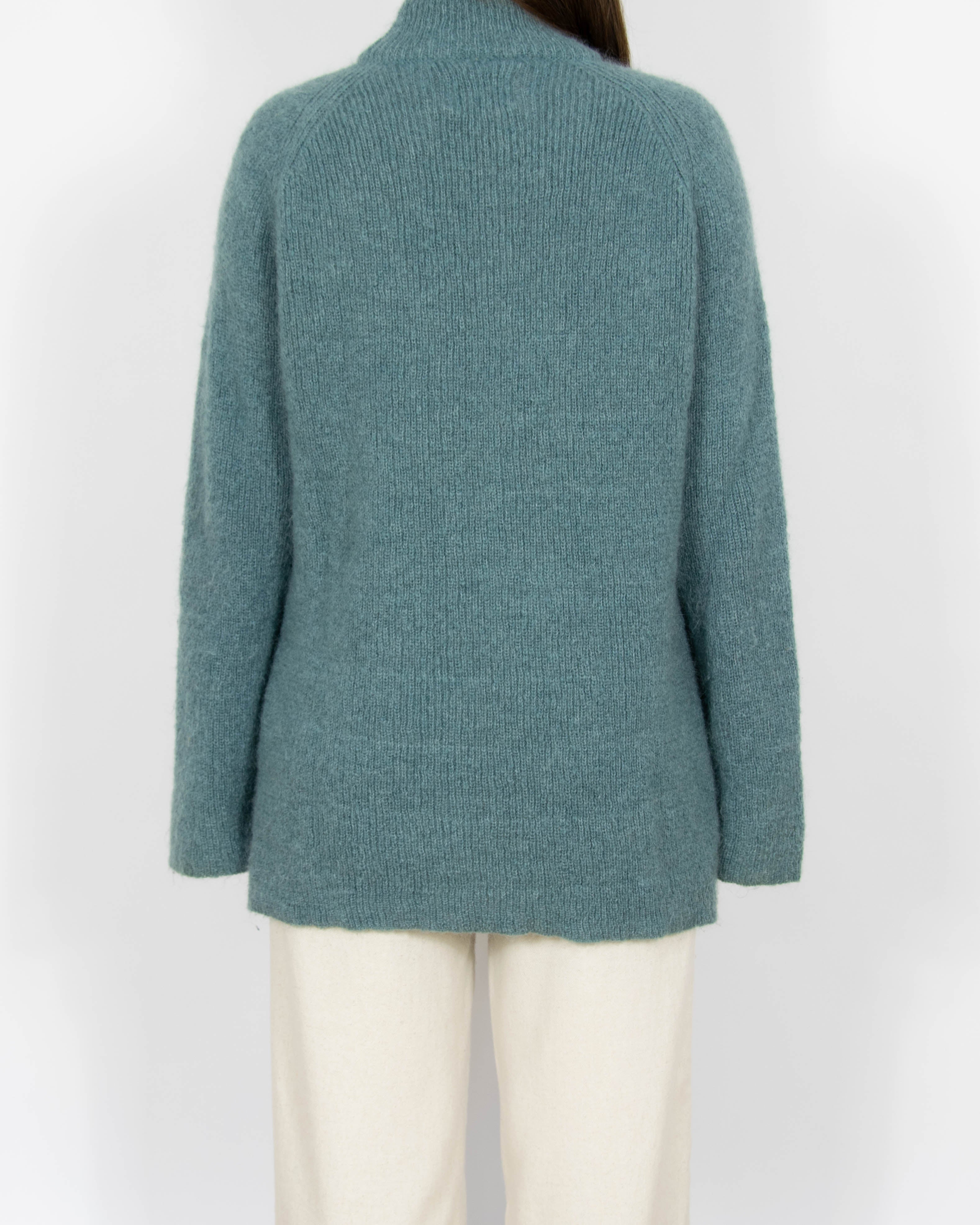 Morski wełniany (Kid Moher + merino) sweter IBEN OSLO - L