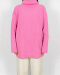 Różowy wełniany oversize sweter z golfem Modström