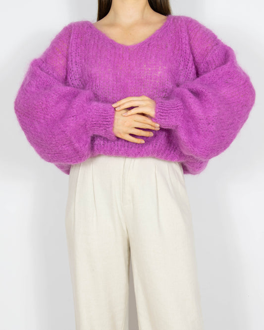 Fioletowy moherowy sweter Americandreams - S/M