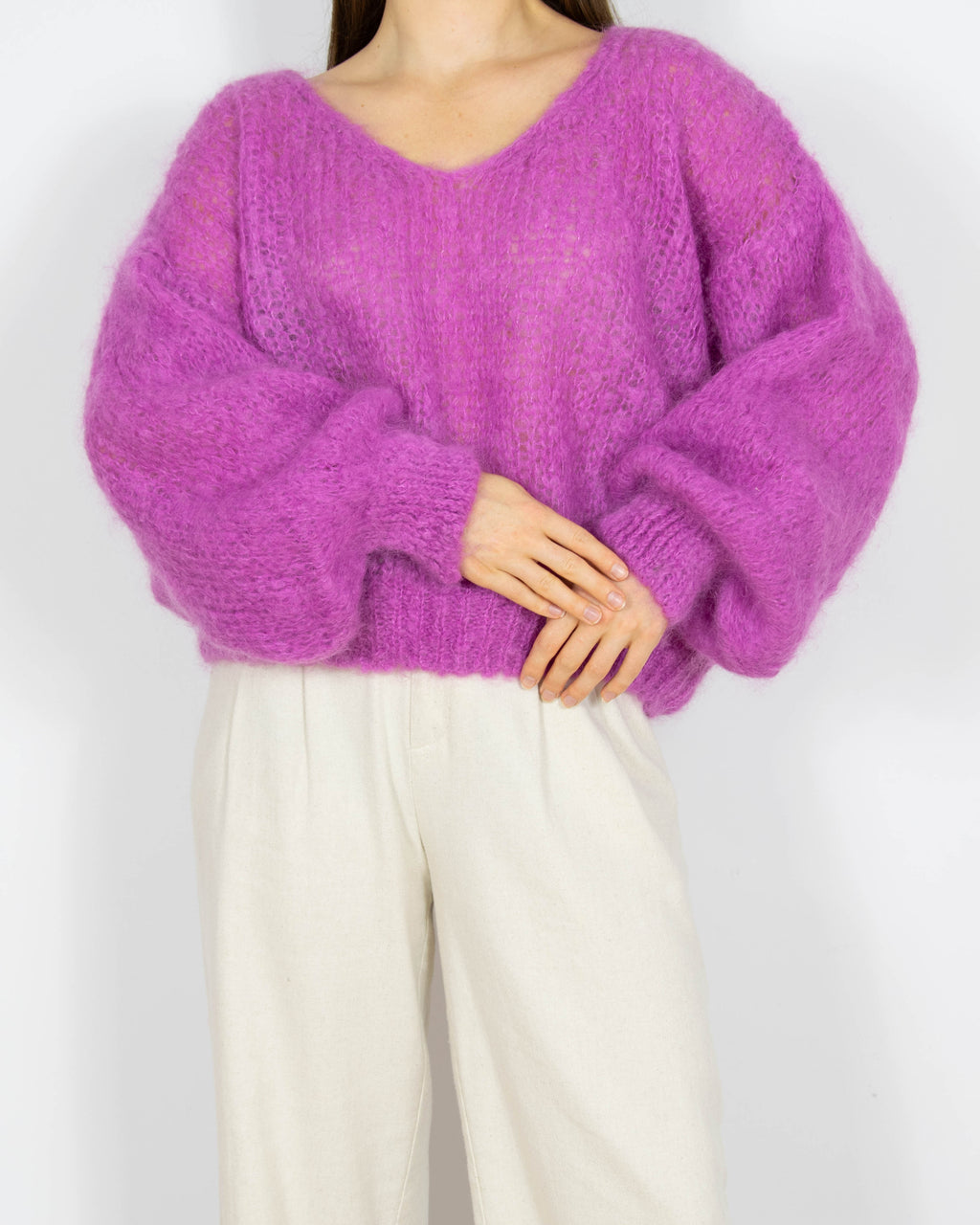 Fioletowy moherowy sweter Americandreams - S/M