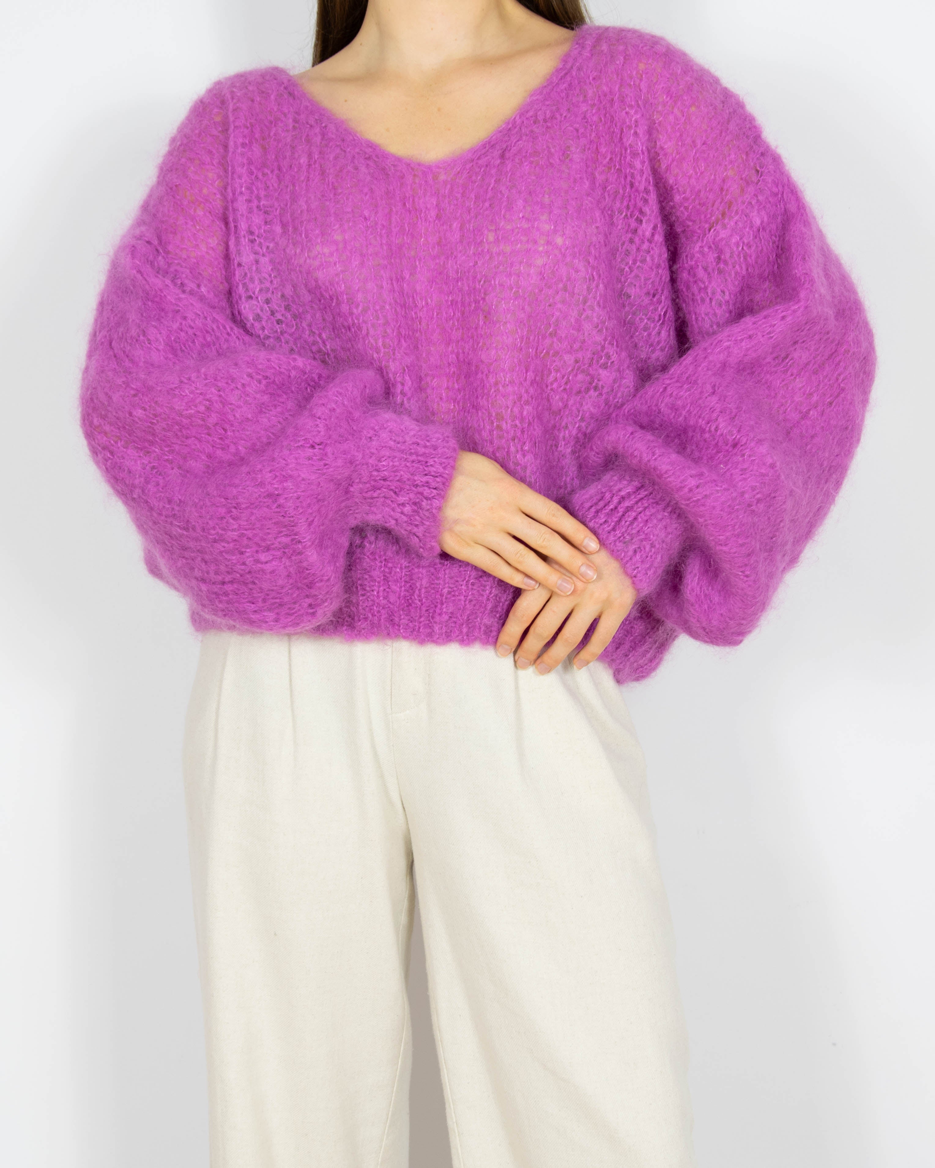 Fioletowy moherowy sweter Americandreams - S/M