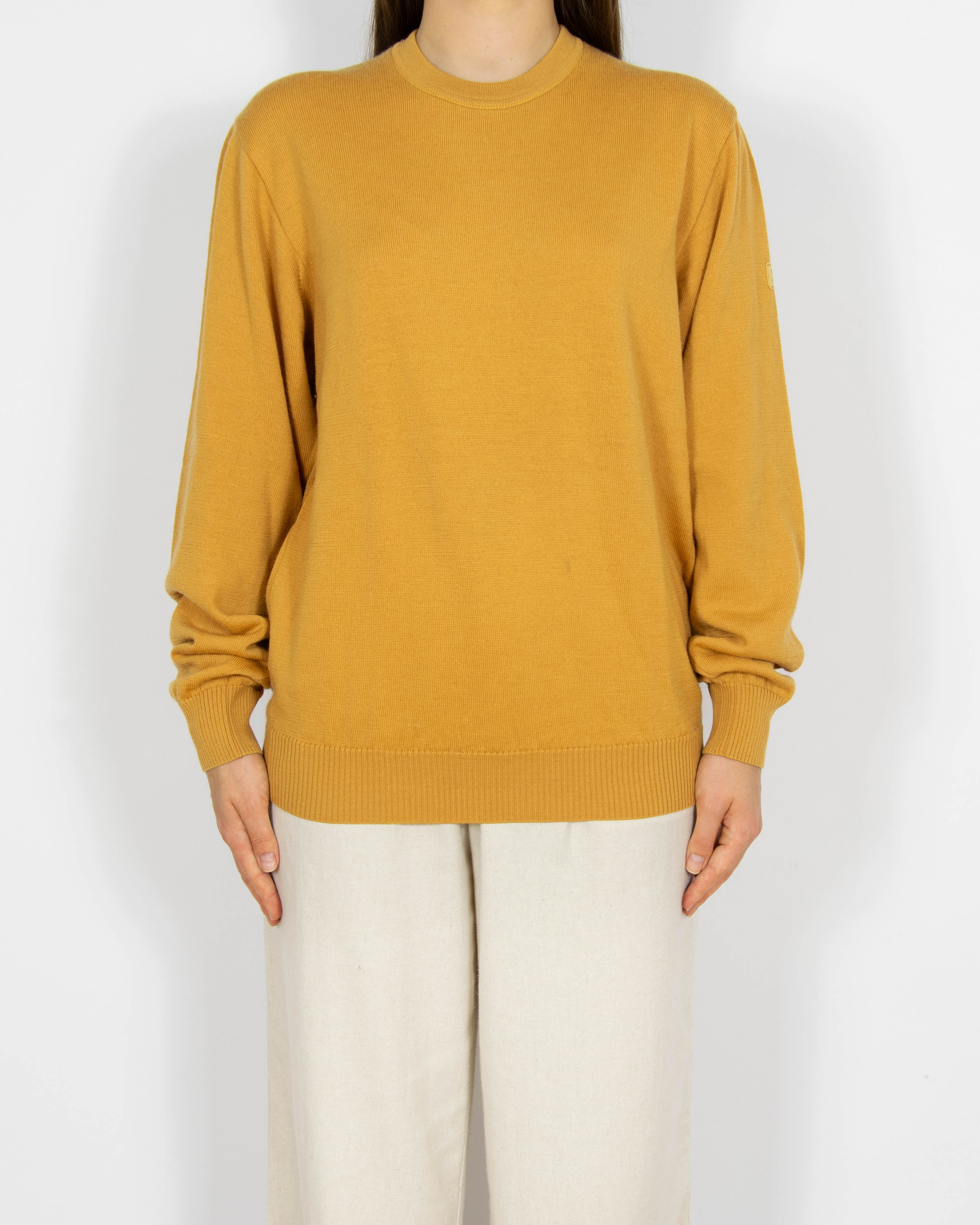 Żółty musztardowy wełniany (merino) sweter Maerz - M