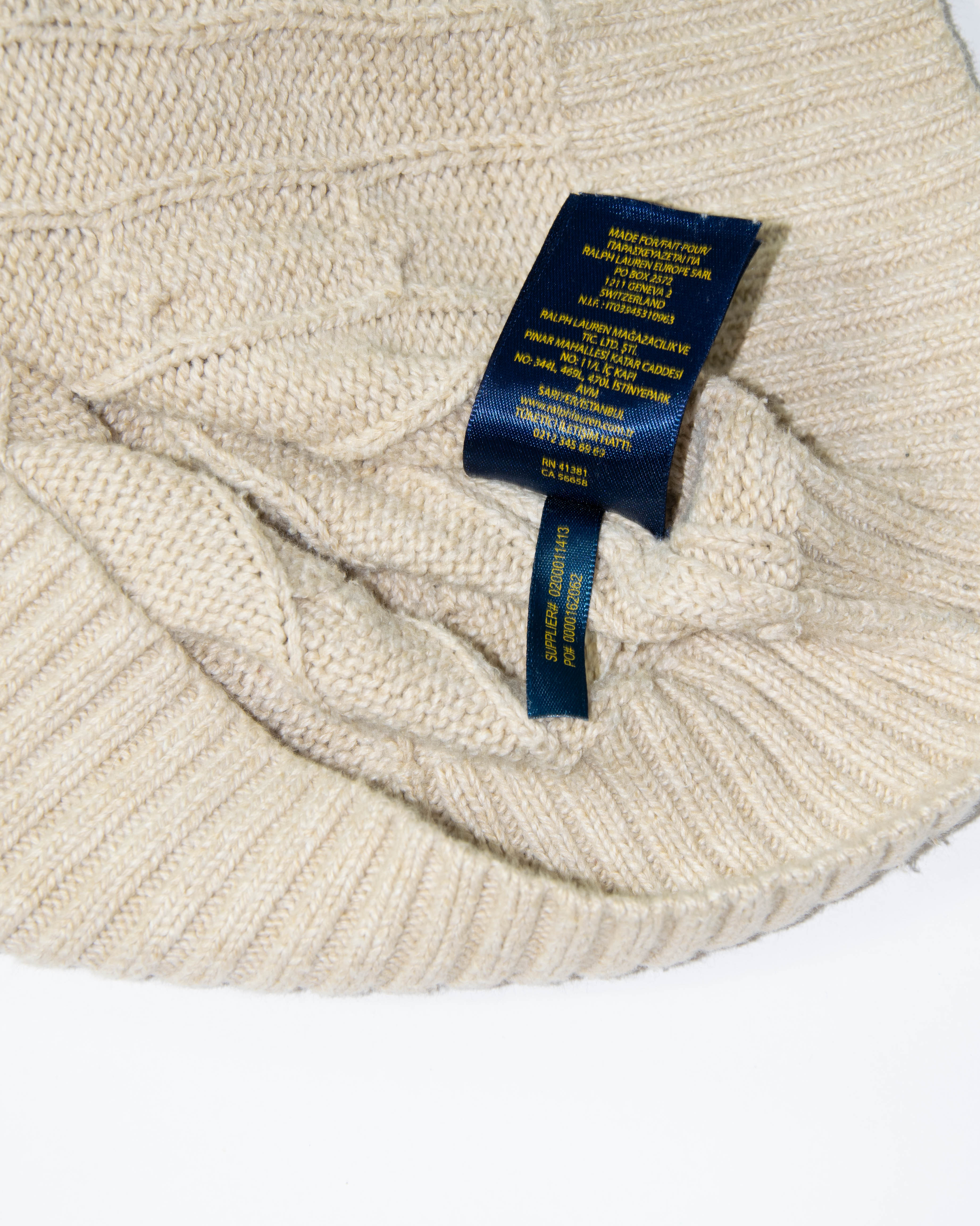 Beżowy bawełniany sweter warkoczowy Ralph Lauren - M