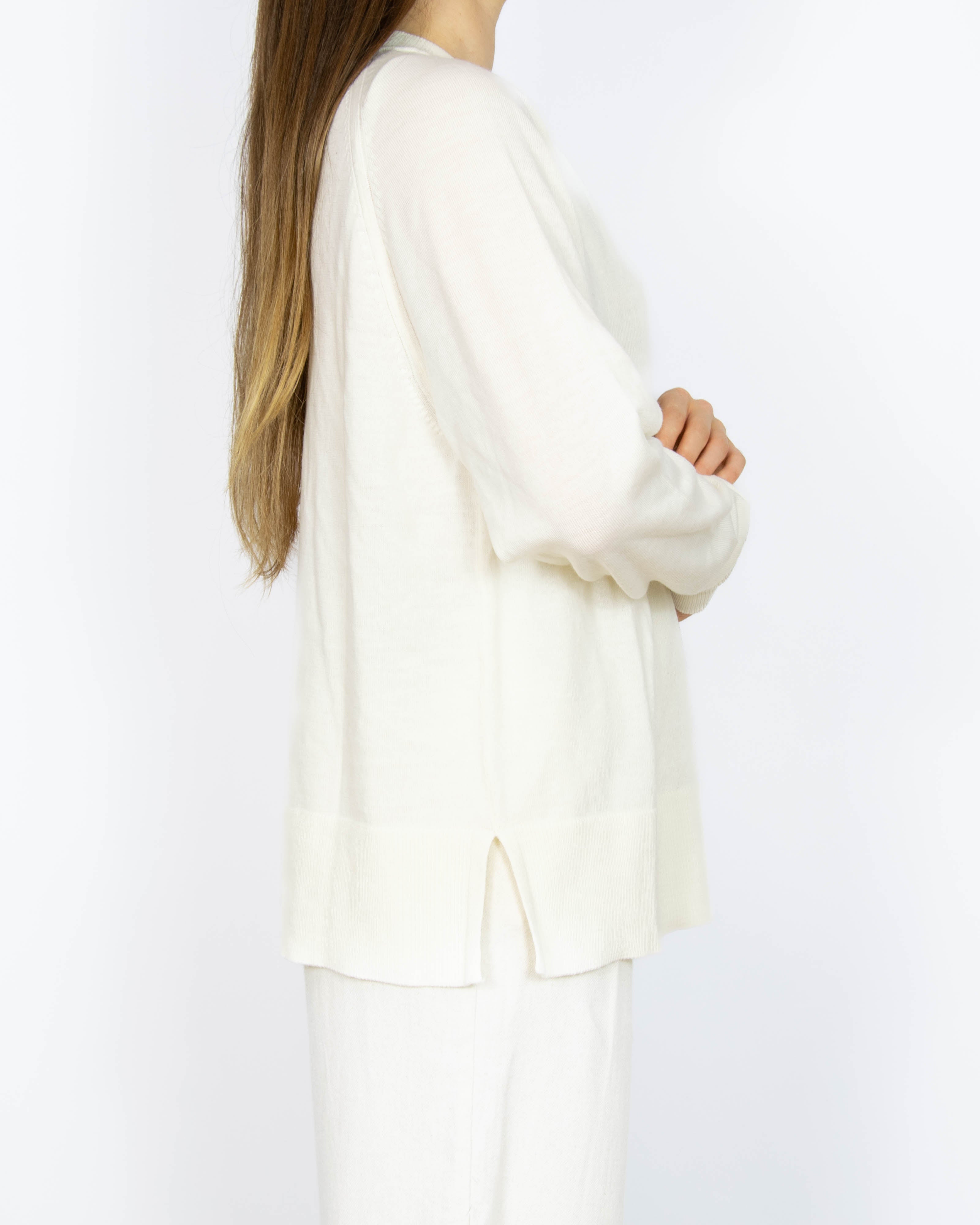 Kremowy wełniany (merino extra fine) sweter Cubus - M