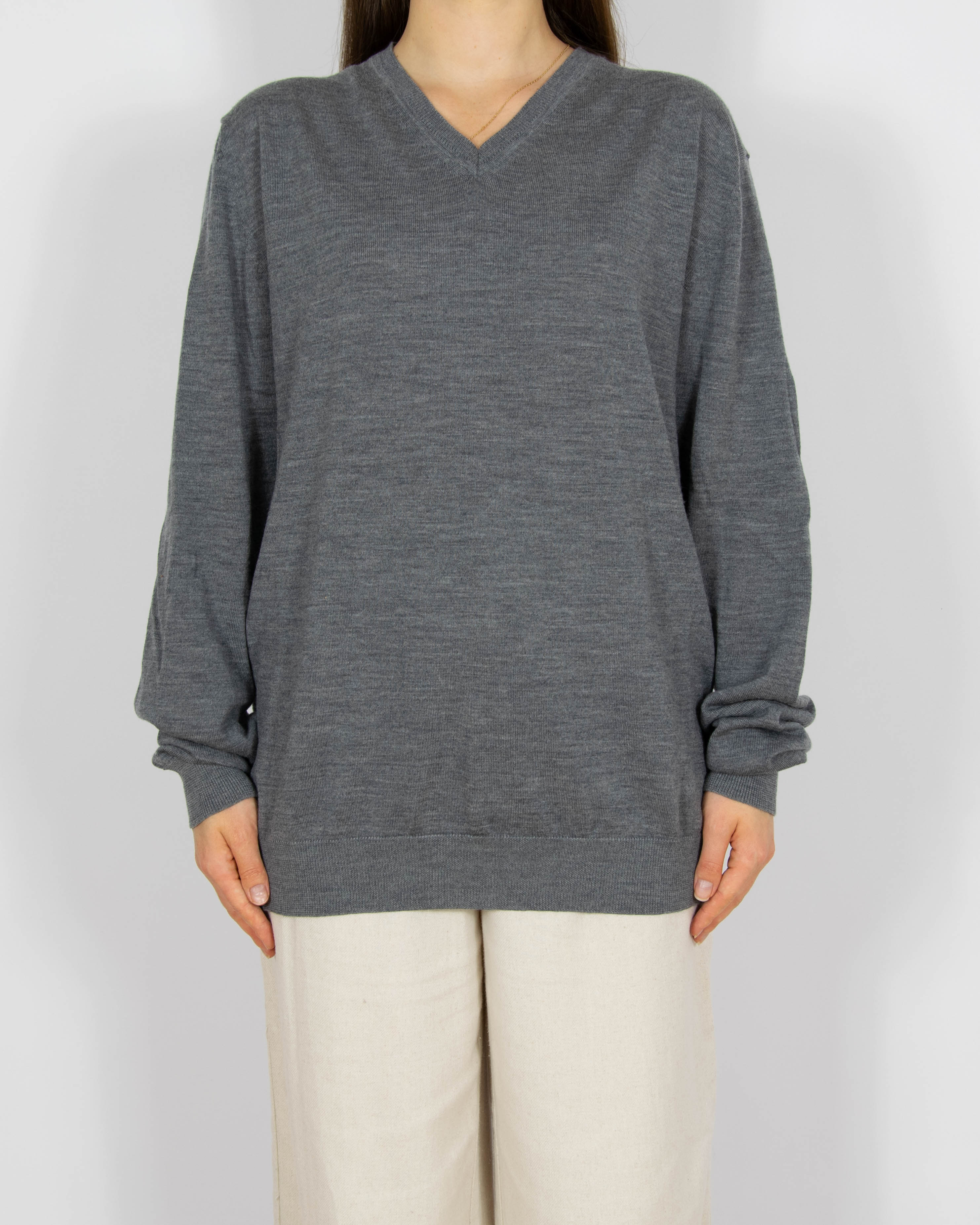 Szary wełniany (merino) sweter Lindebergh