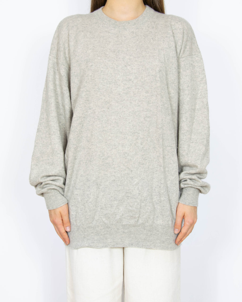 Jasnooszary kaszmirowy sweter Sunny Flare Cashmere - XXL