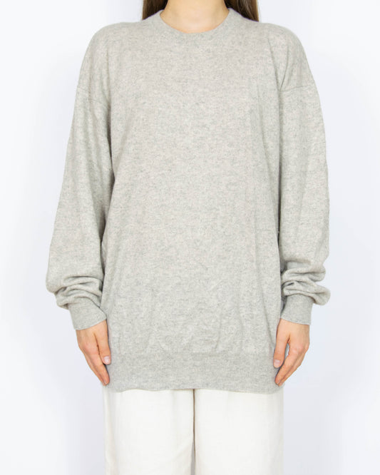 Jasnooszary kaszmirowy sweter Sunny Flare Cashmere - XXL