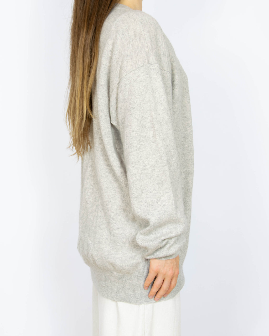 Jasnooszary kaszmirowy sweter Sunny Flare Cashmere - XXL