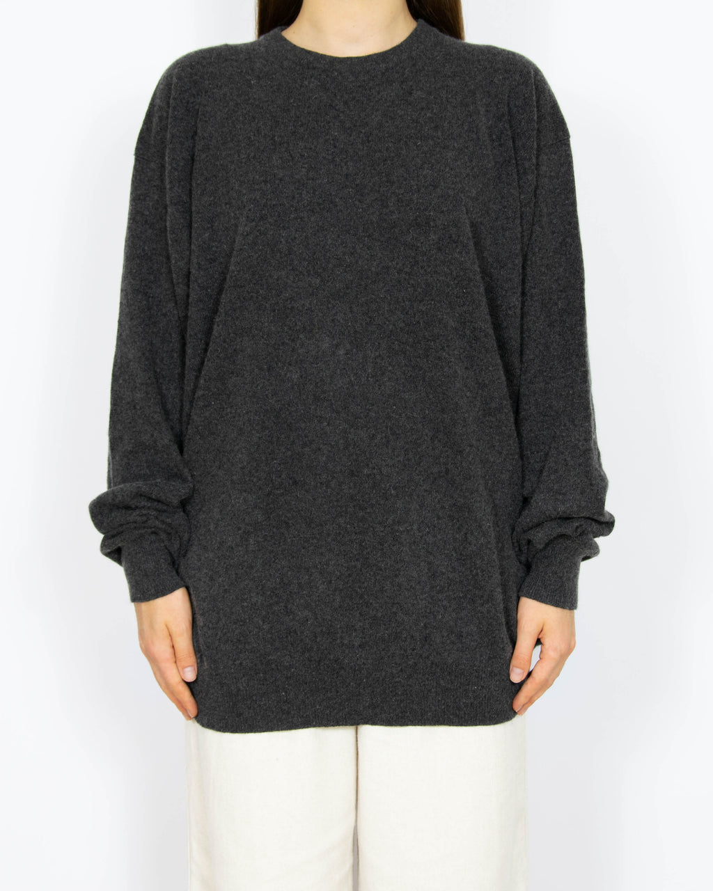 Ciemnoszary kaszmirowy sweter Sunny Flare Cashmere - XXL