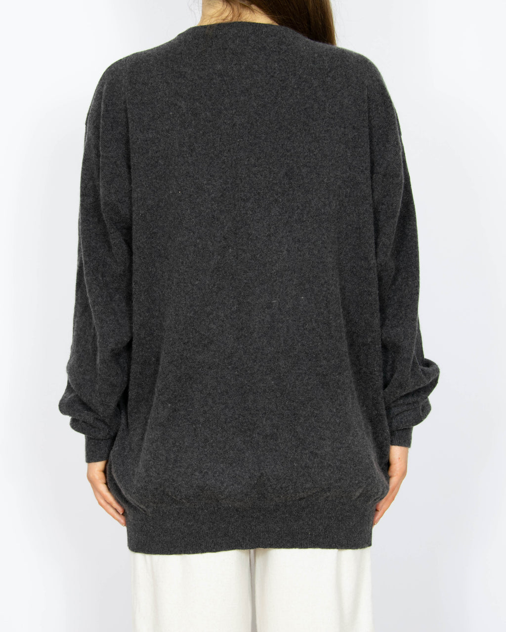 Ciemnoszary kaszmirowy sweter Sunny Flare Cashmere - XXL