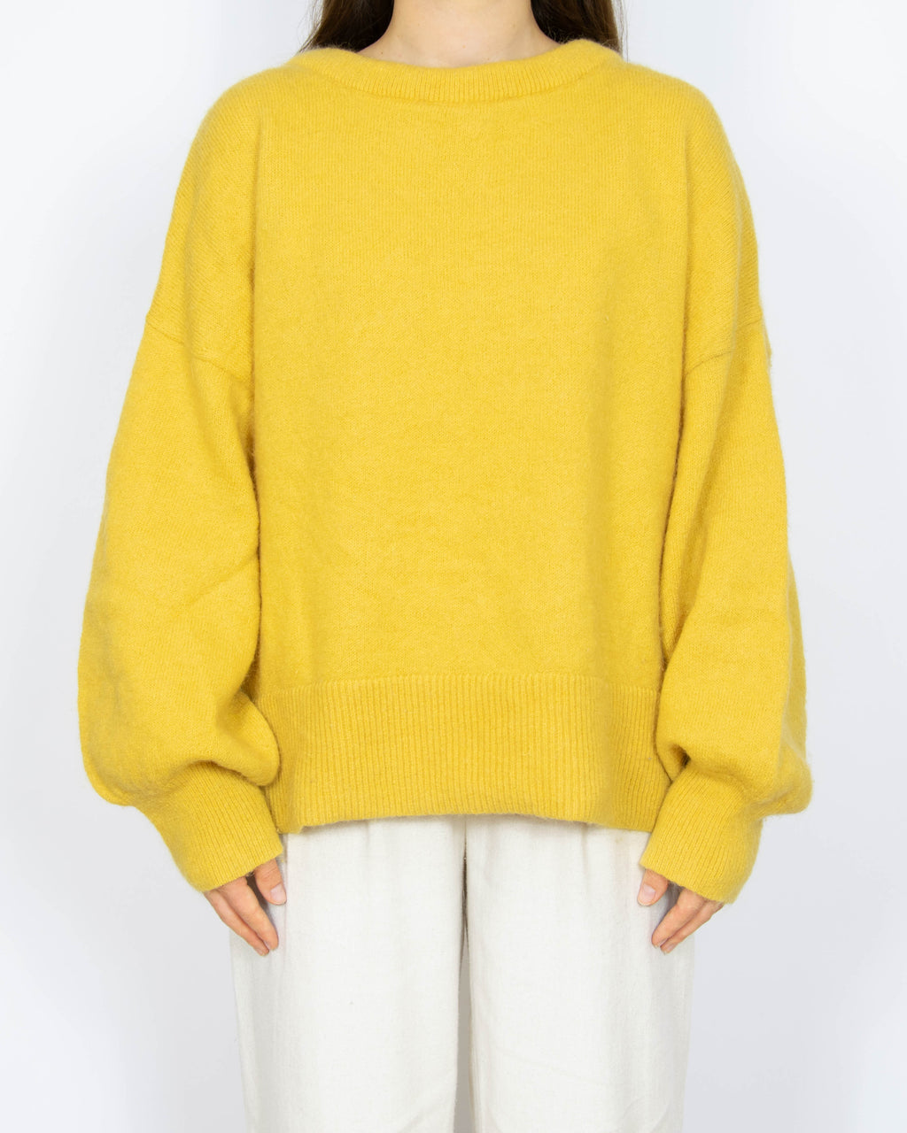 Żółty wełniano moherowy sweter H&M - M