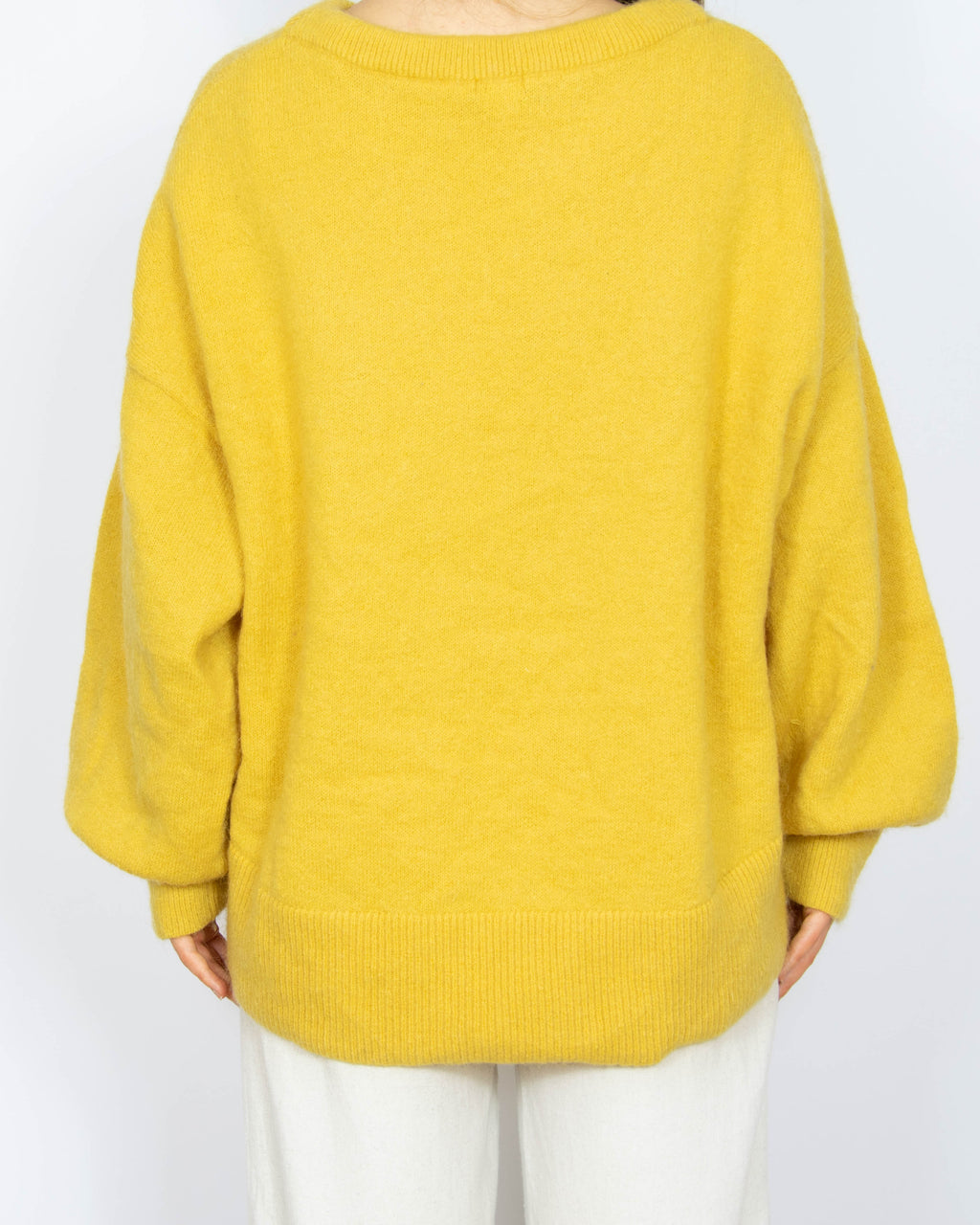 Żółty wełniano moherowy sweter H&M - M