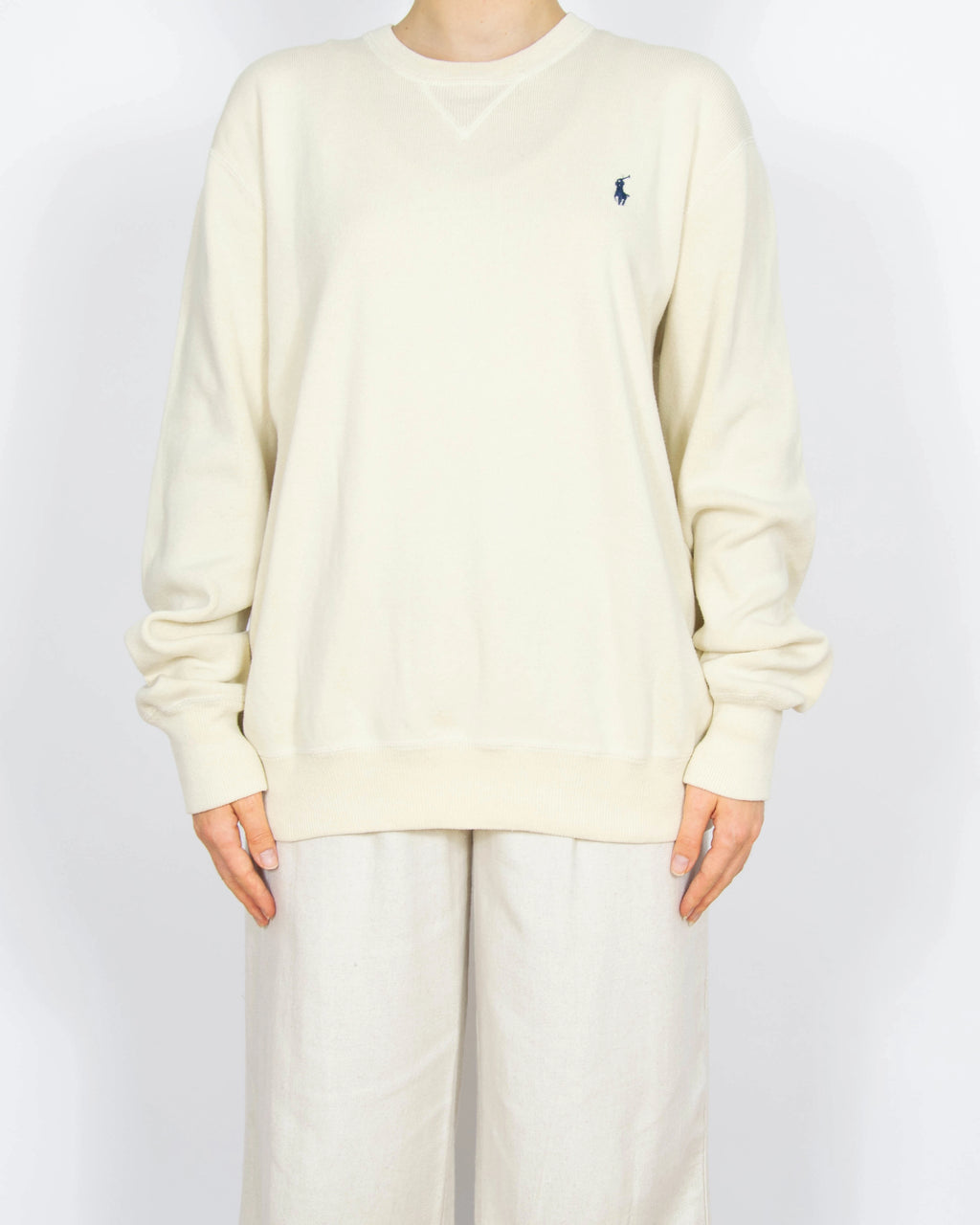 Kremowy bawełniany sweter Ralph Lauren - L