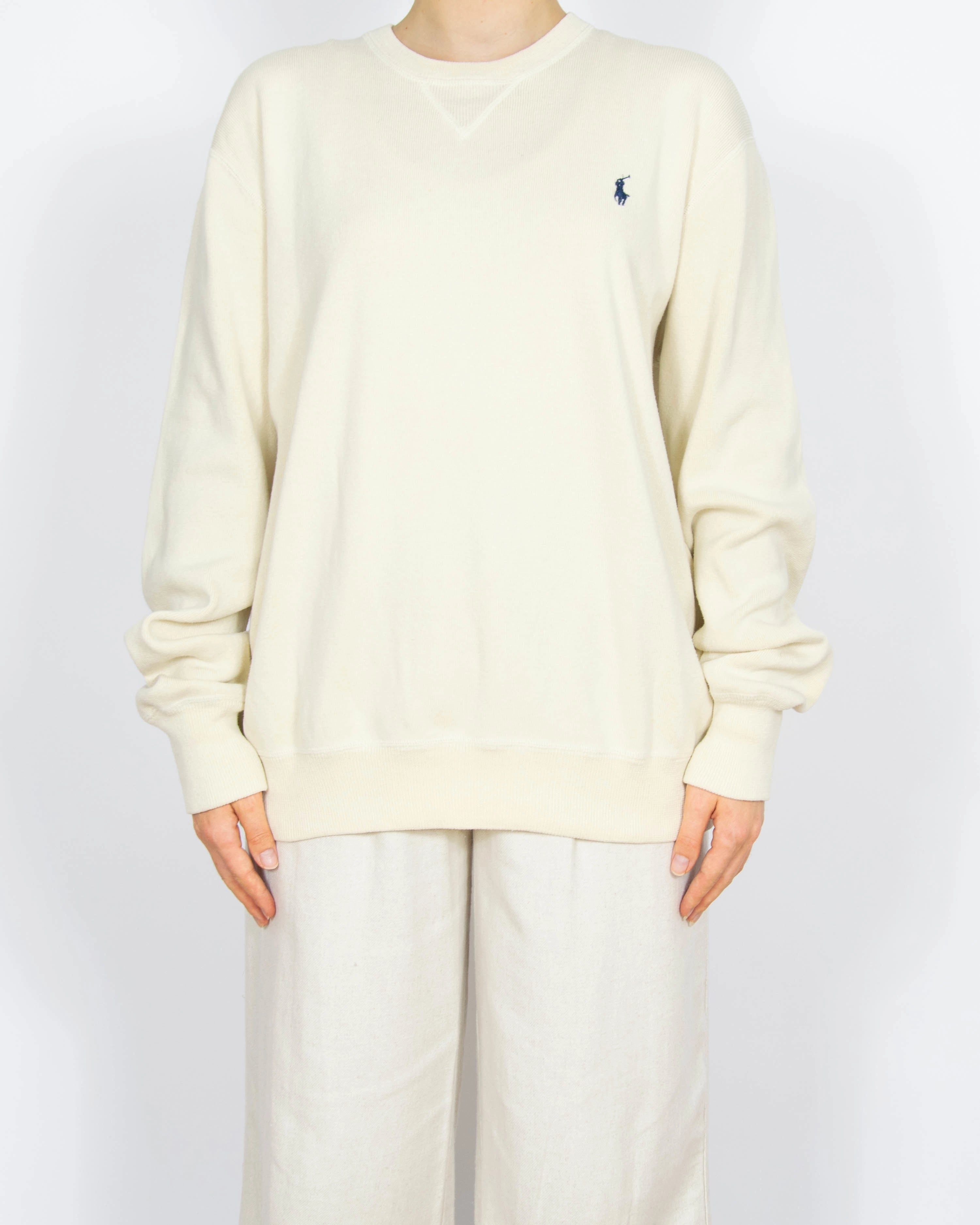Kremowy bawełniany sweter Ralph Lauren - L