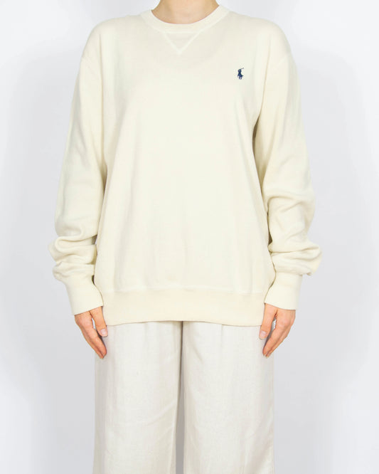 Kremowy bawełniany sweter Ralph Lauren - L