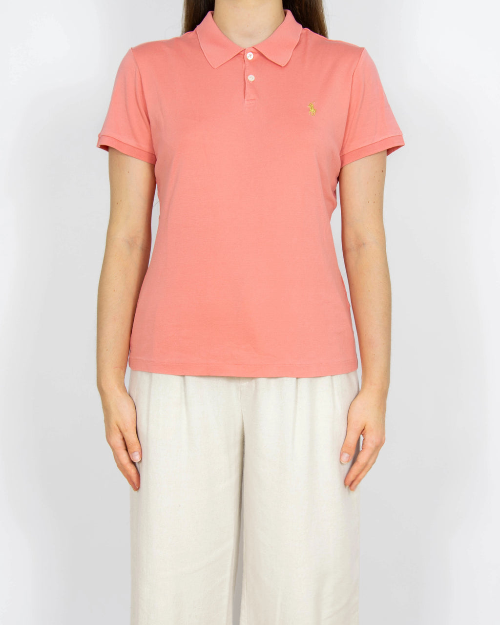 Koralowa bawełniana (bawełna merceryzowana) koszulka Ralph Lauren - M/L