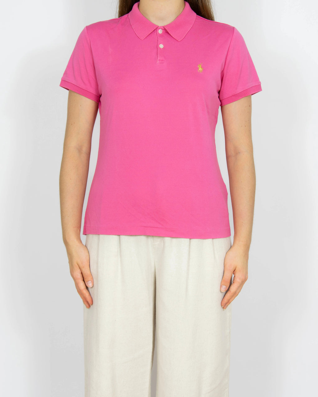 Różowa bawełniana (bawełna merceryzowana) koszulka Ralph Lauren - M/L