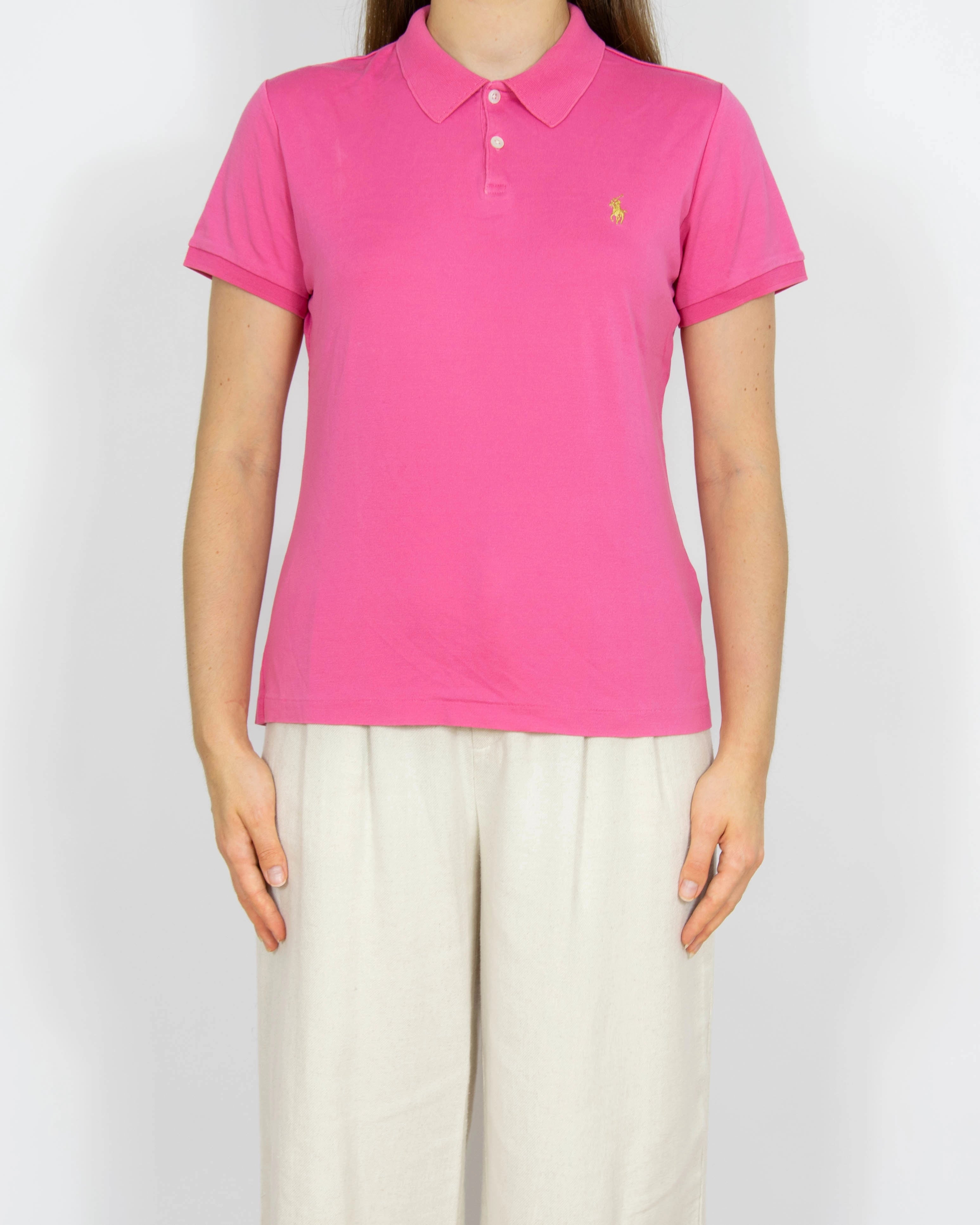 Różowa bawełniana (bawełna merceryzowana) koszulka Ralph Lauren - M/L