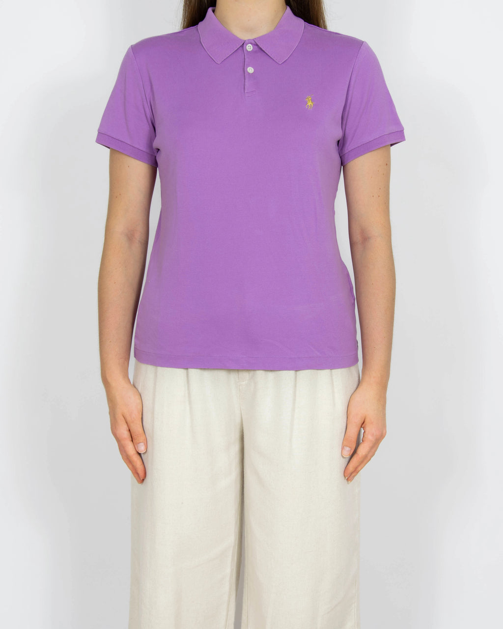 Fioletowa bawełniana (bawełna merceryzowana) koszulka Ralph Lauren - M/L