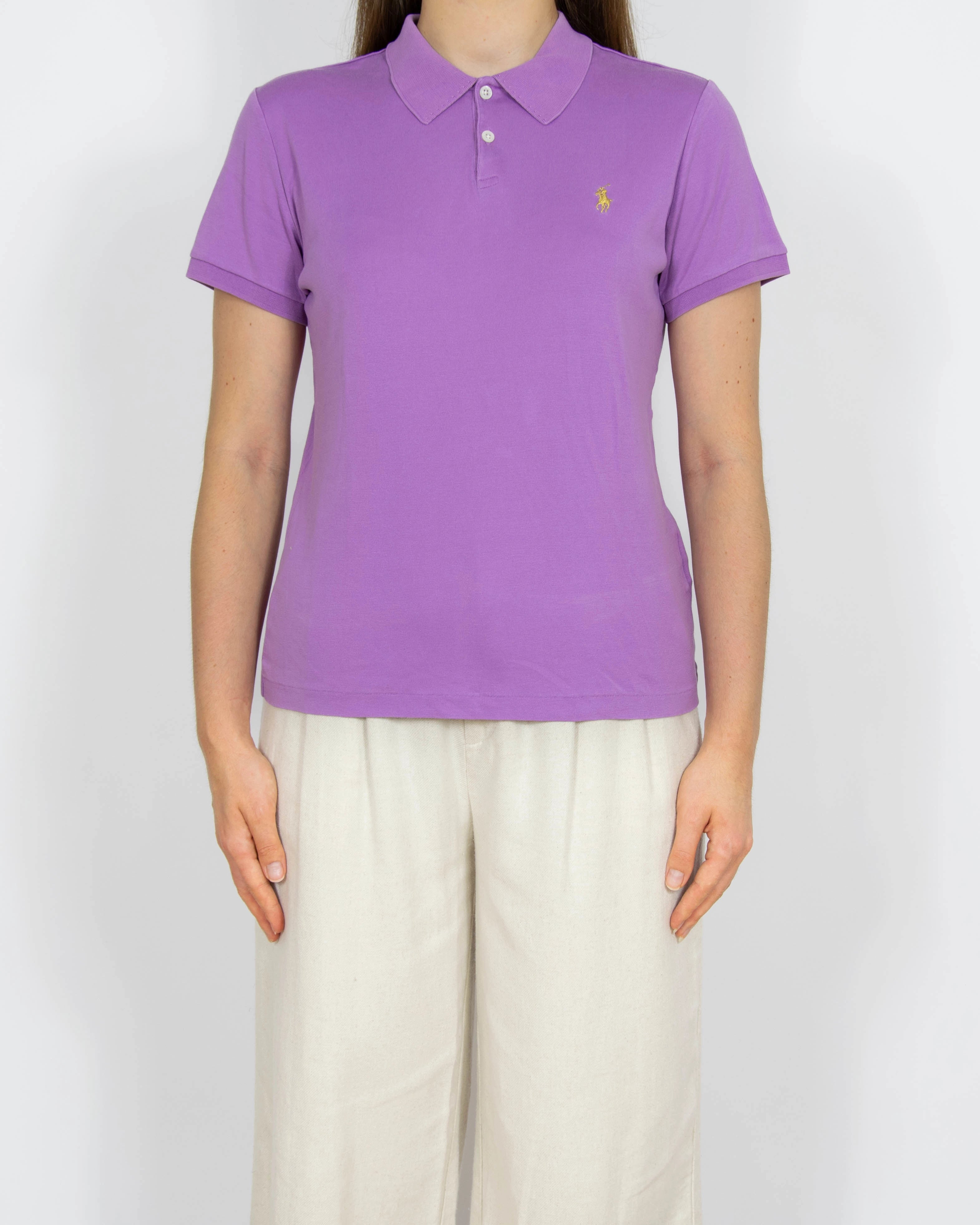 Fioletowa bawełniana (bawełna merceryzowana) koszulka Ralph Lauren - M/L