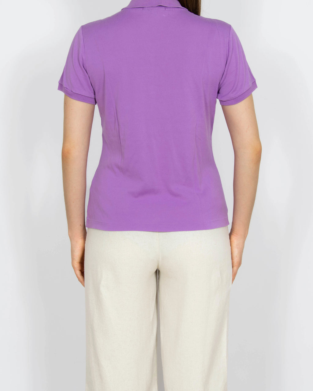 Fioletowa bawełniana (bawełna merceryzowana) koszulka Ralph Lauren - M/L