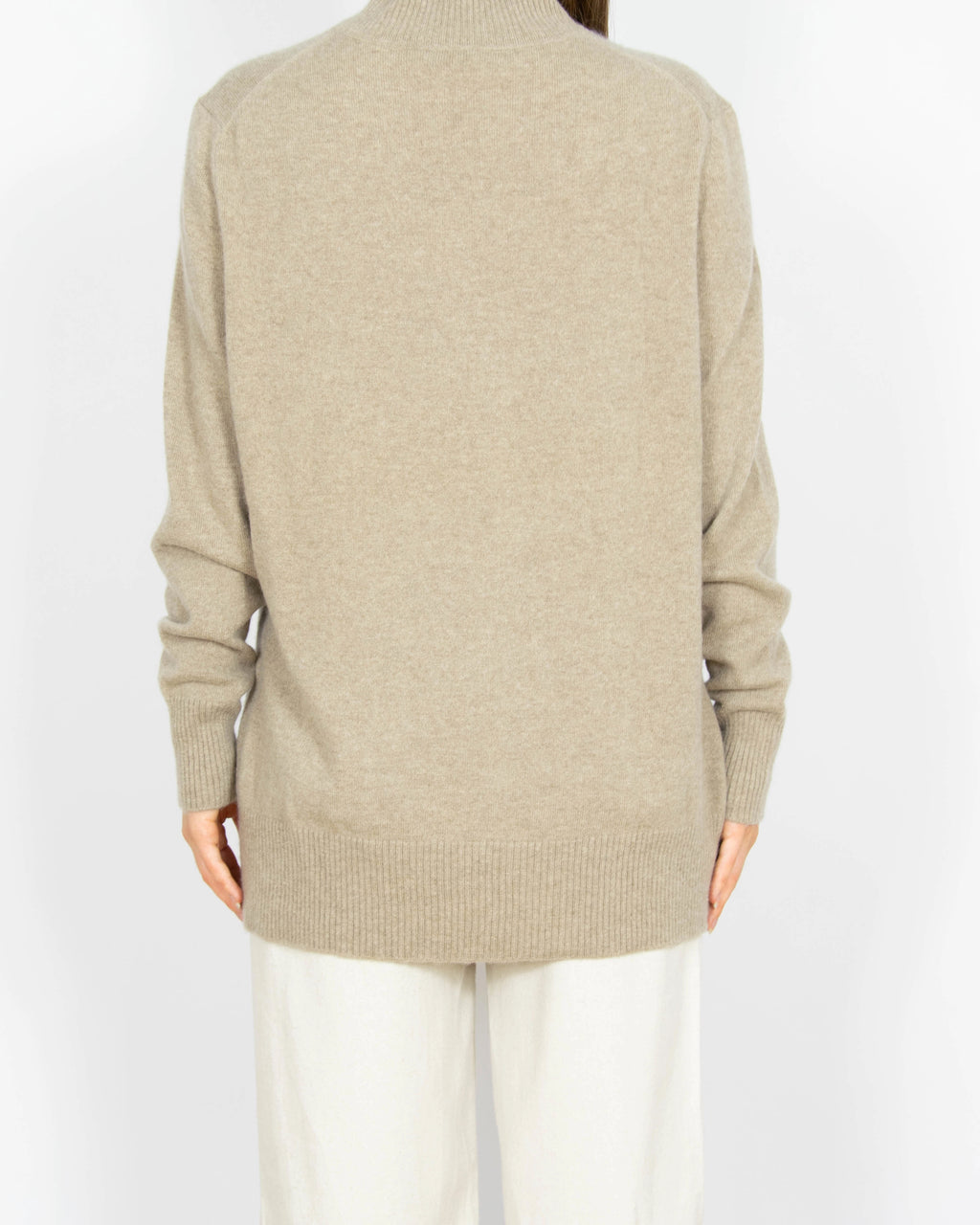 Beżowy kaszmirowy sweter półgolf Sixth Sense - L/XL