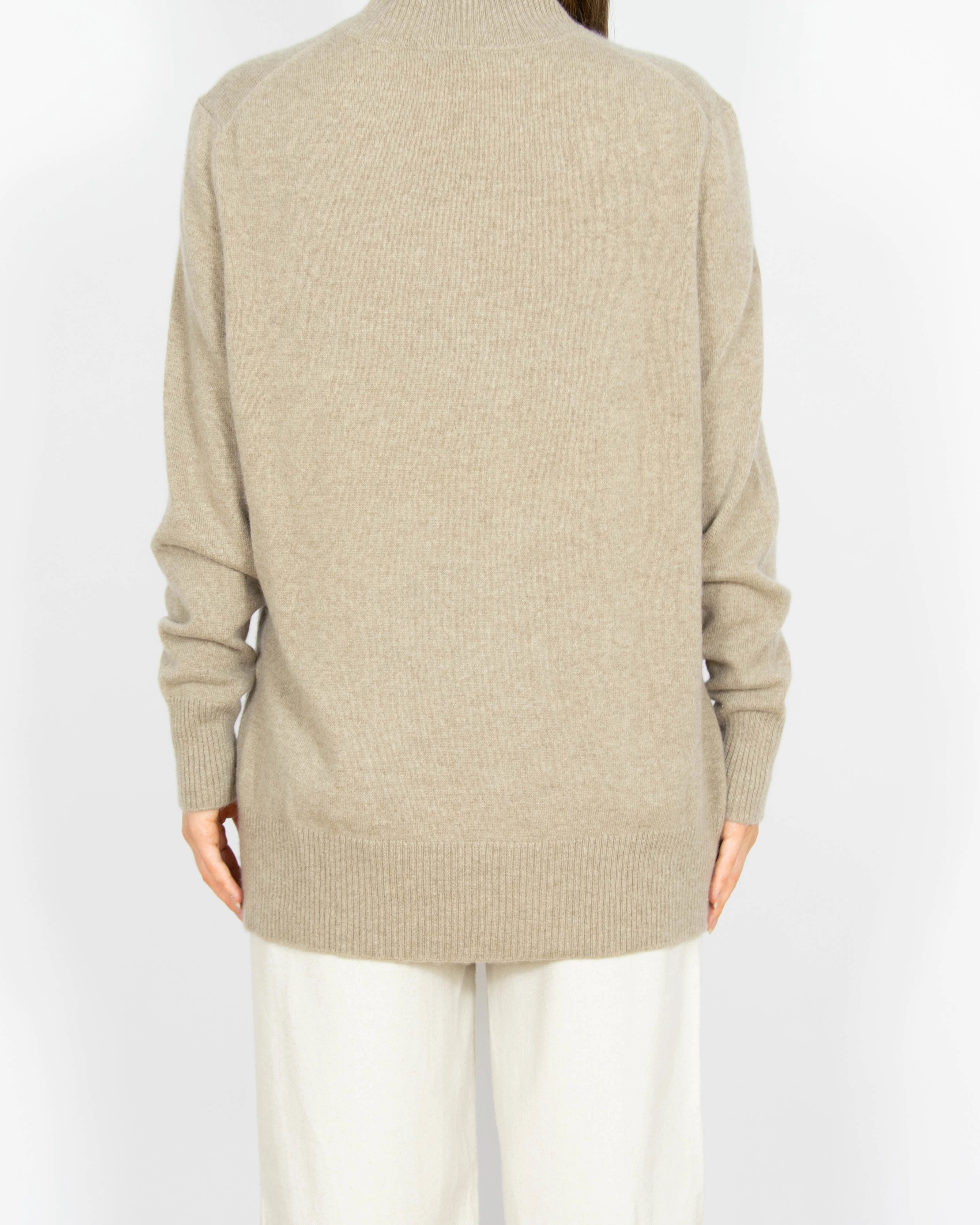 Beżowy kaszmirowy sweter półgolf Sixth Sense - L/XL