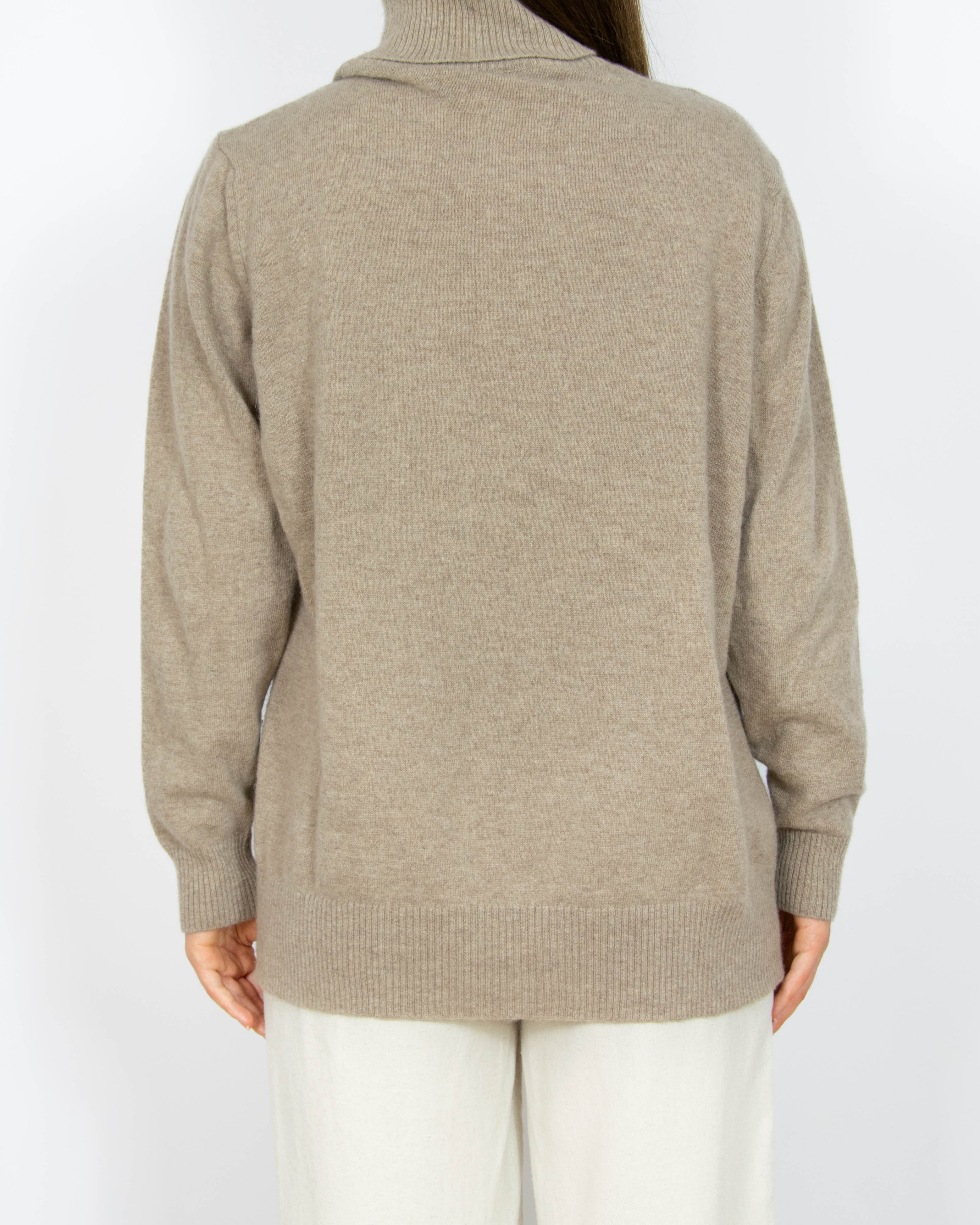 Beżowy kaszmirowy sweter z golfem Sixth Sense - XL